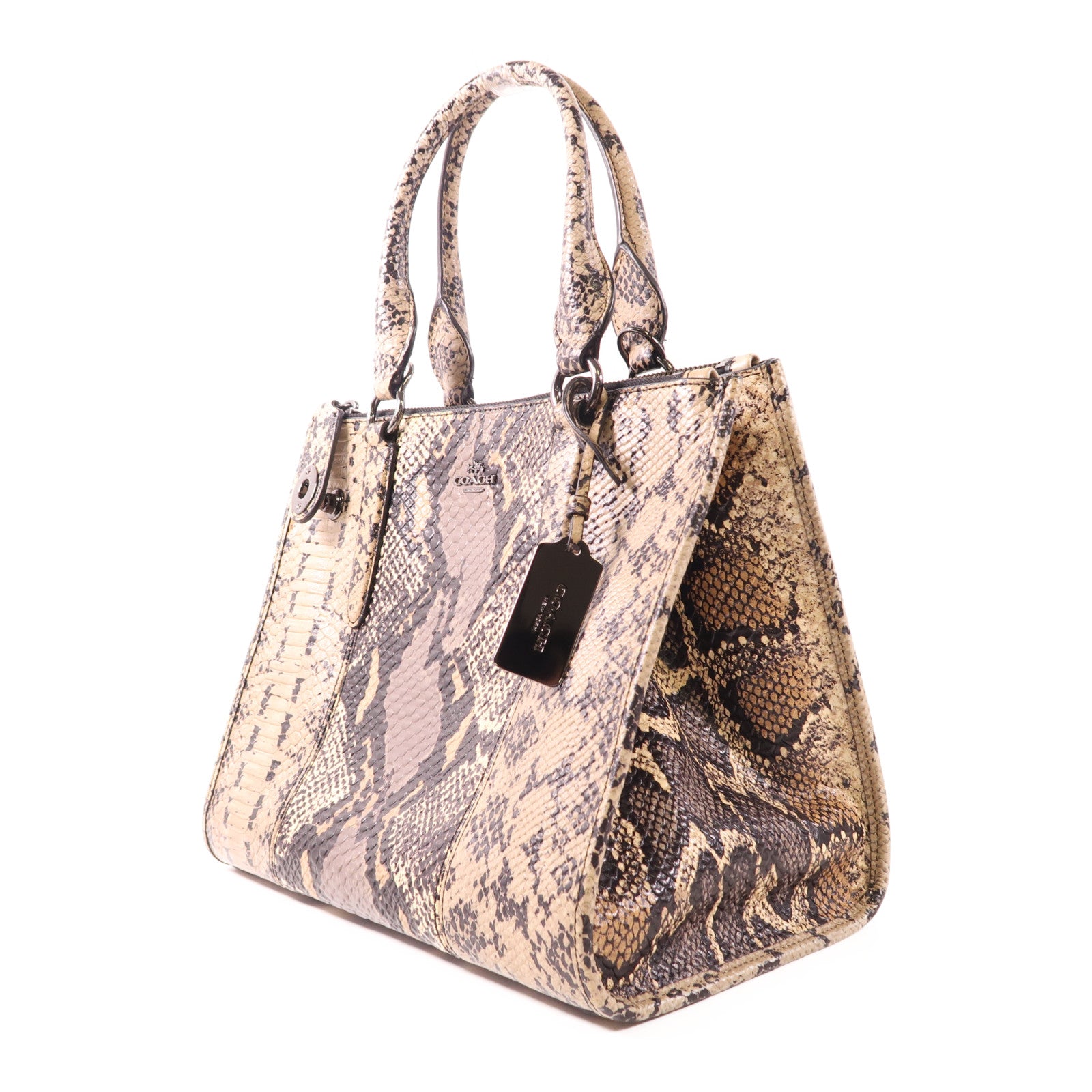 COACH 2 Way Bag 37177 Leather Grey/Black