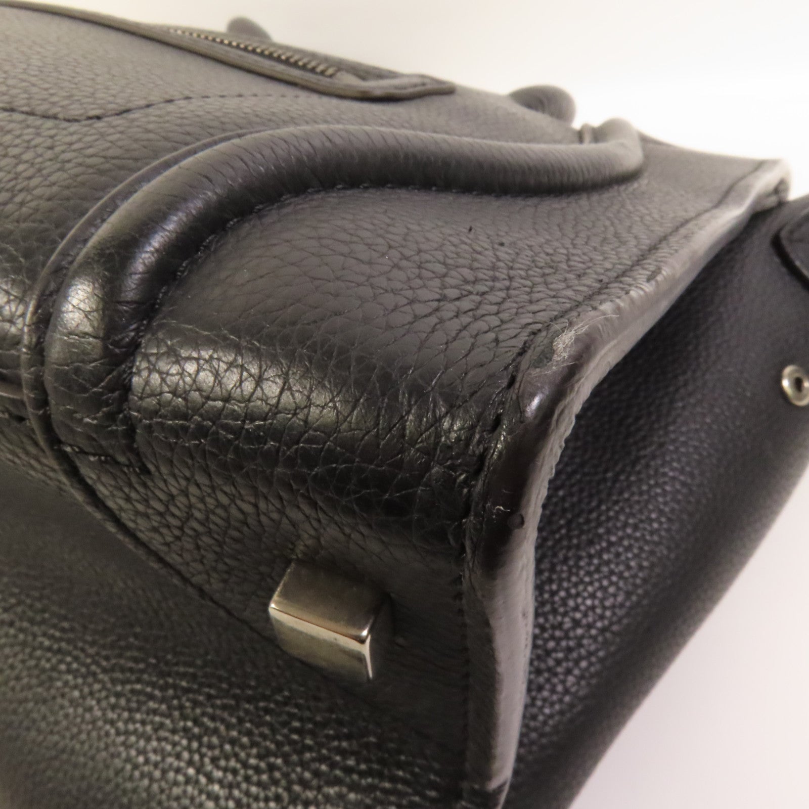 CELINE 牛皮皮革Mini Luggage銀扣手挽袋