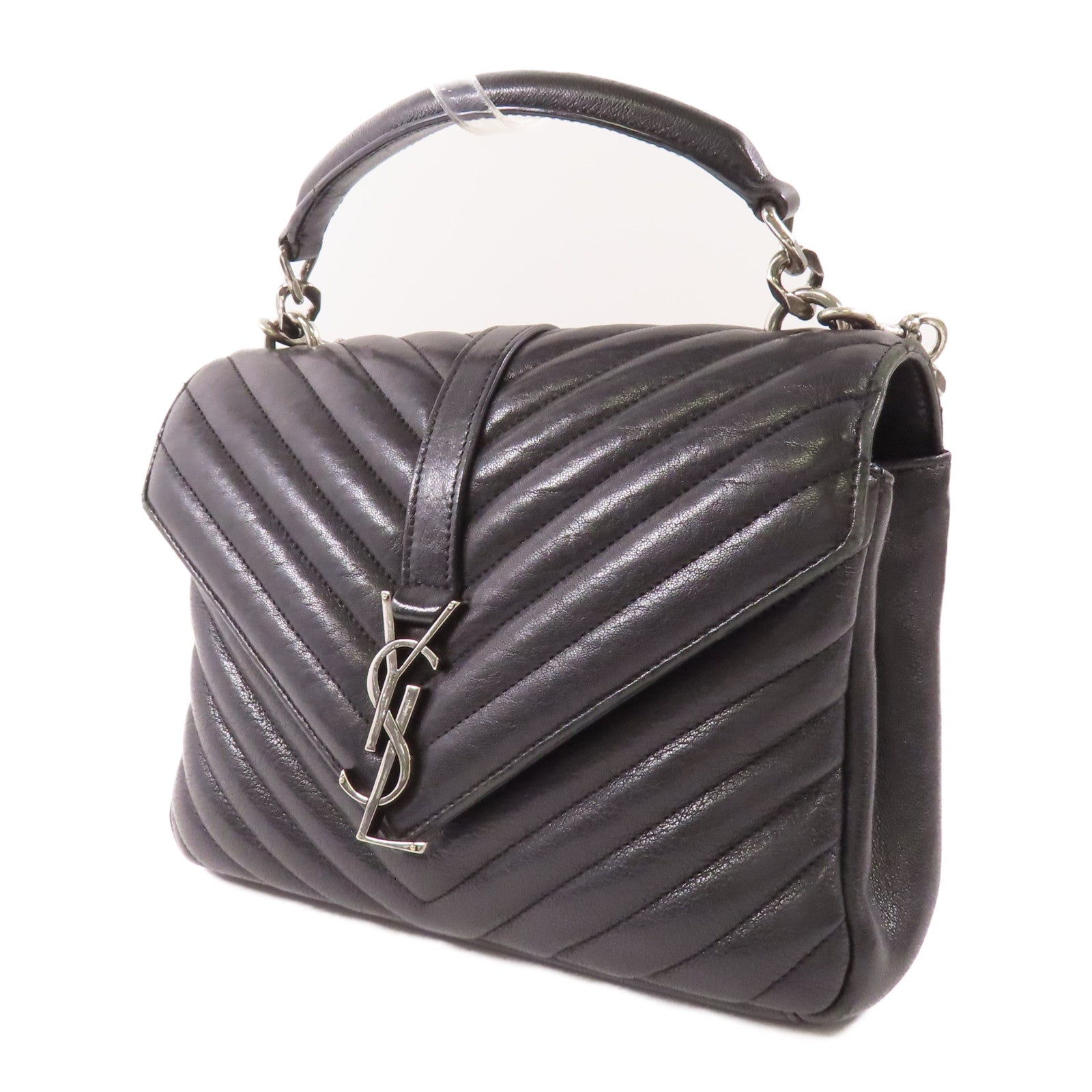 SAINT LAURENT 牛皮皮革Chain 2 Way Bag銀扣鏈帶手挽肩背兩用袋