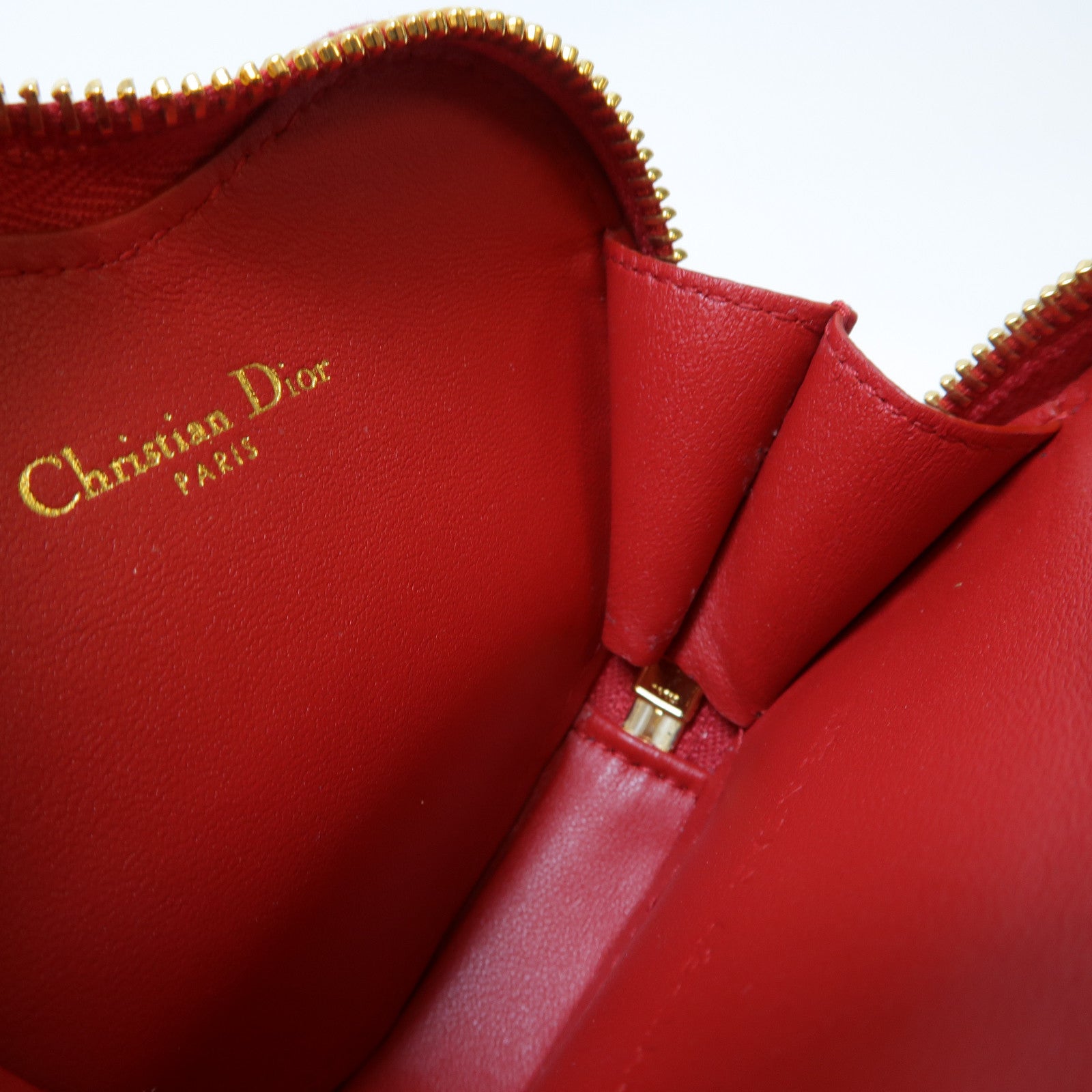 Dior 羊皮皮革Caro Heart Pouch With Chain金扣鏈帶肩背袋紅色