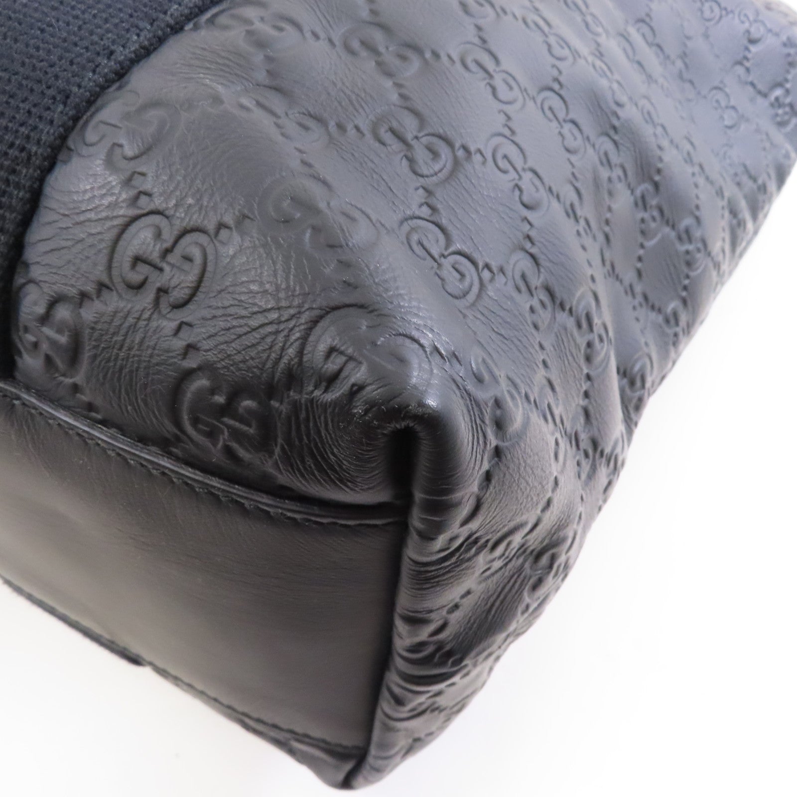 GUCCI 【激減優惠】牛皮皮革Shoulder Tote銀扣肩背袋/手挽袋黑色