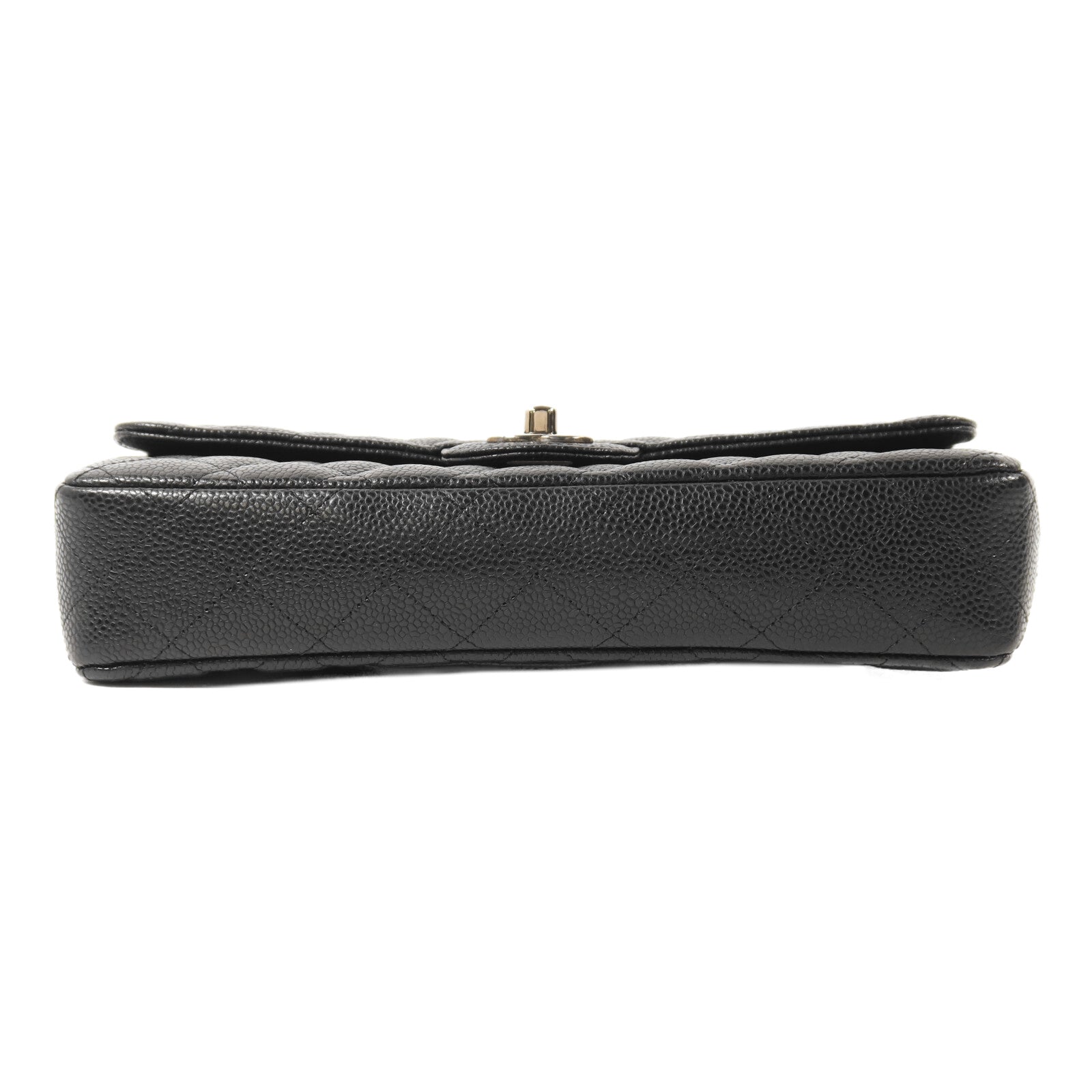 CHANEL 牛皮皮革Classic East West Baguette Bag銀扣鏈帶肩背袋