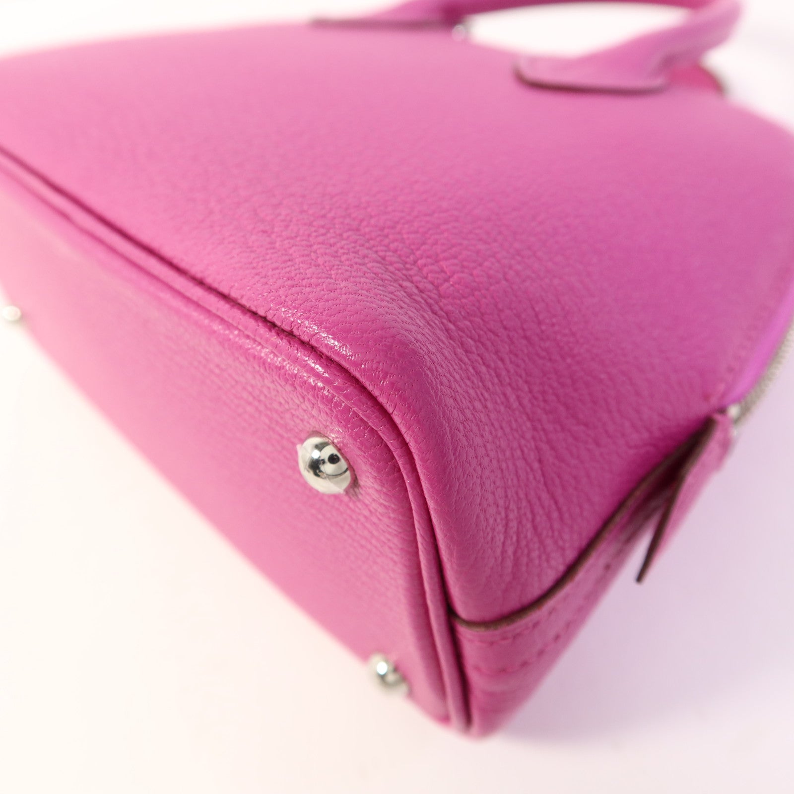 HERMES Chevre Mysore皮革Mini Bolide 1923銀扣手挽肩背兩用袋Rose Purple