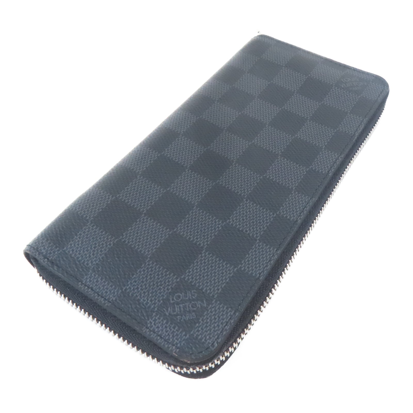 LOUIS VUITTON Damier Graphite Zippy Wallet Vertical銀扣長錢包黑色