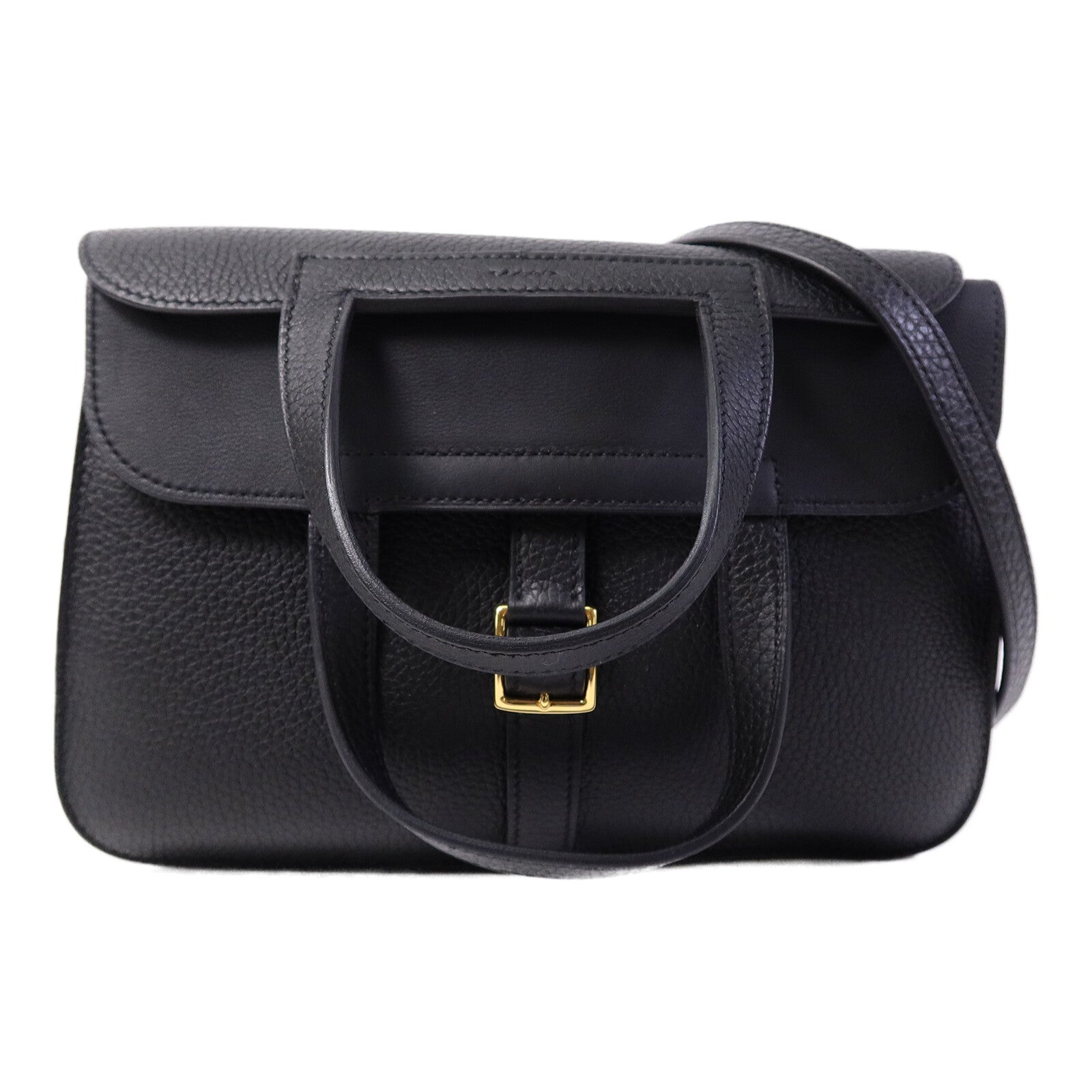 HERMES Clemence皮革Halzan 25手挽肩背兩用袋Noir