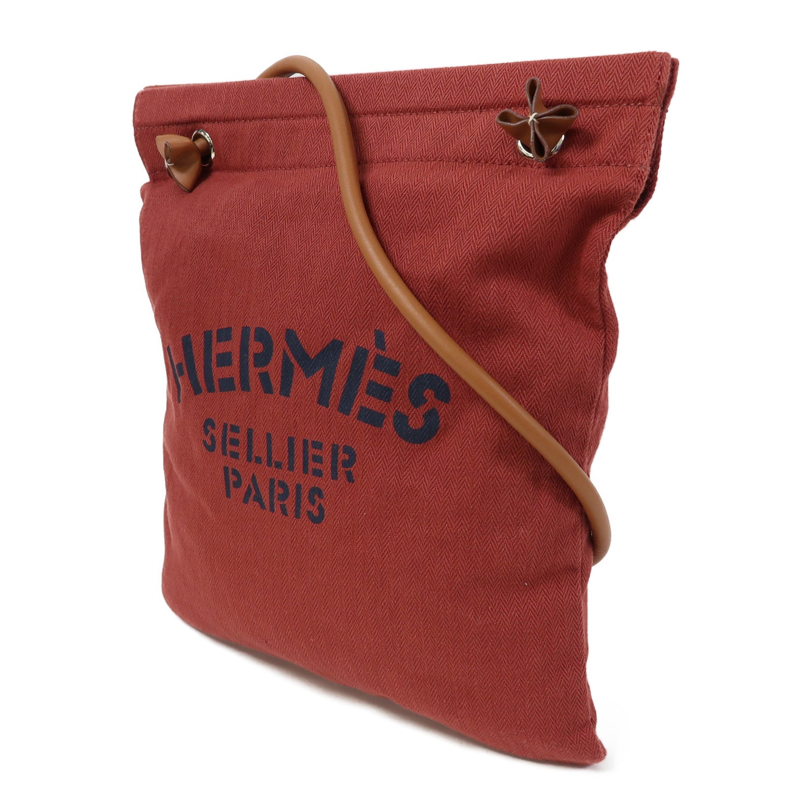 HERMES 【激減優惠】帆布銀扣肩背袋紅色