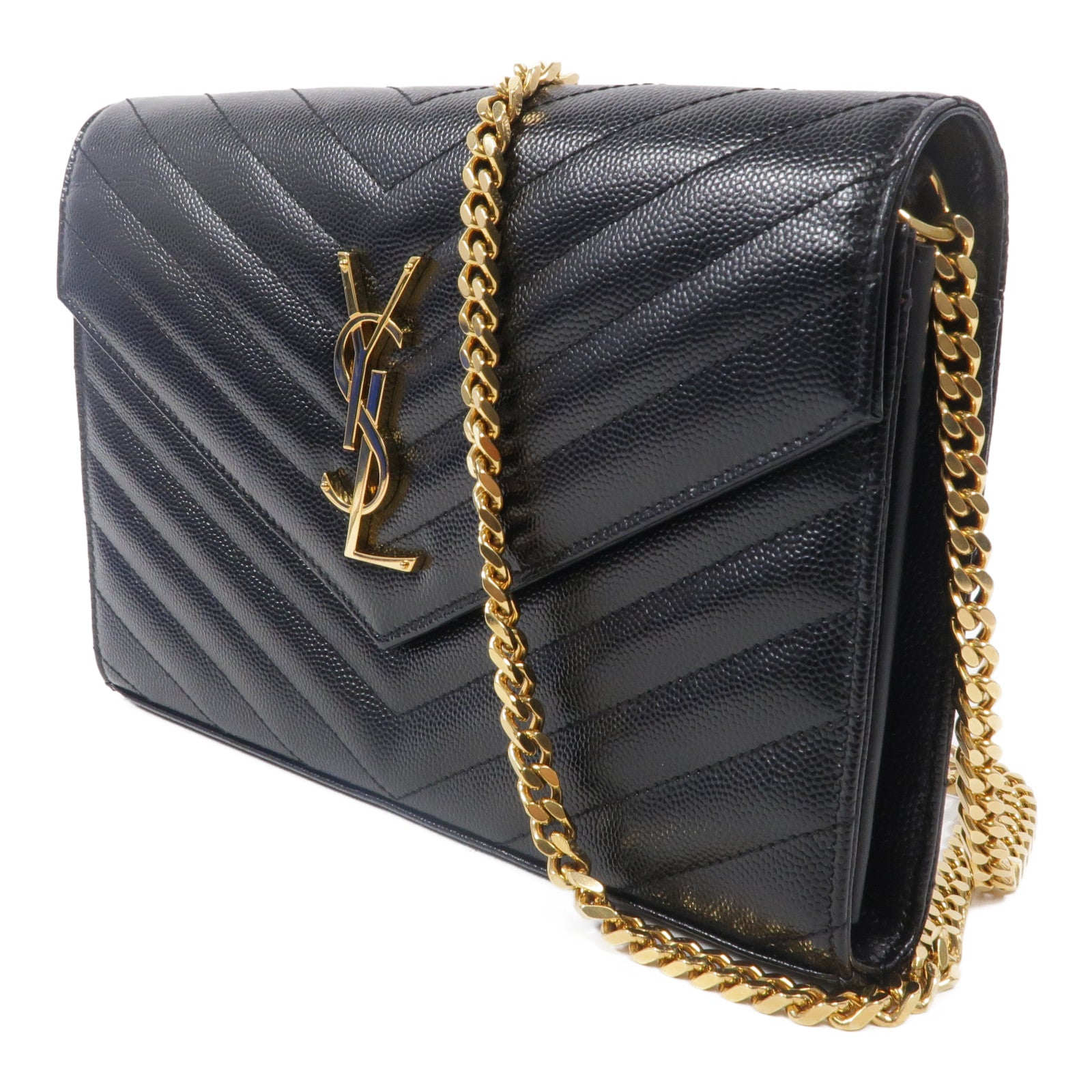 SAINT LAURENT 牛皮皮革Cassandre Envelope鏈帶肩背袋