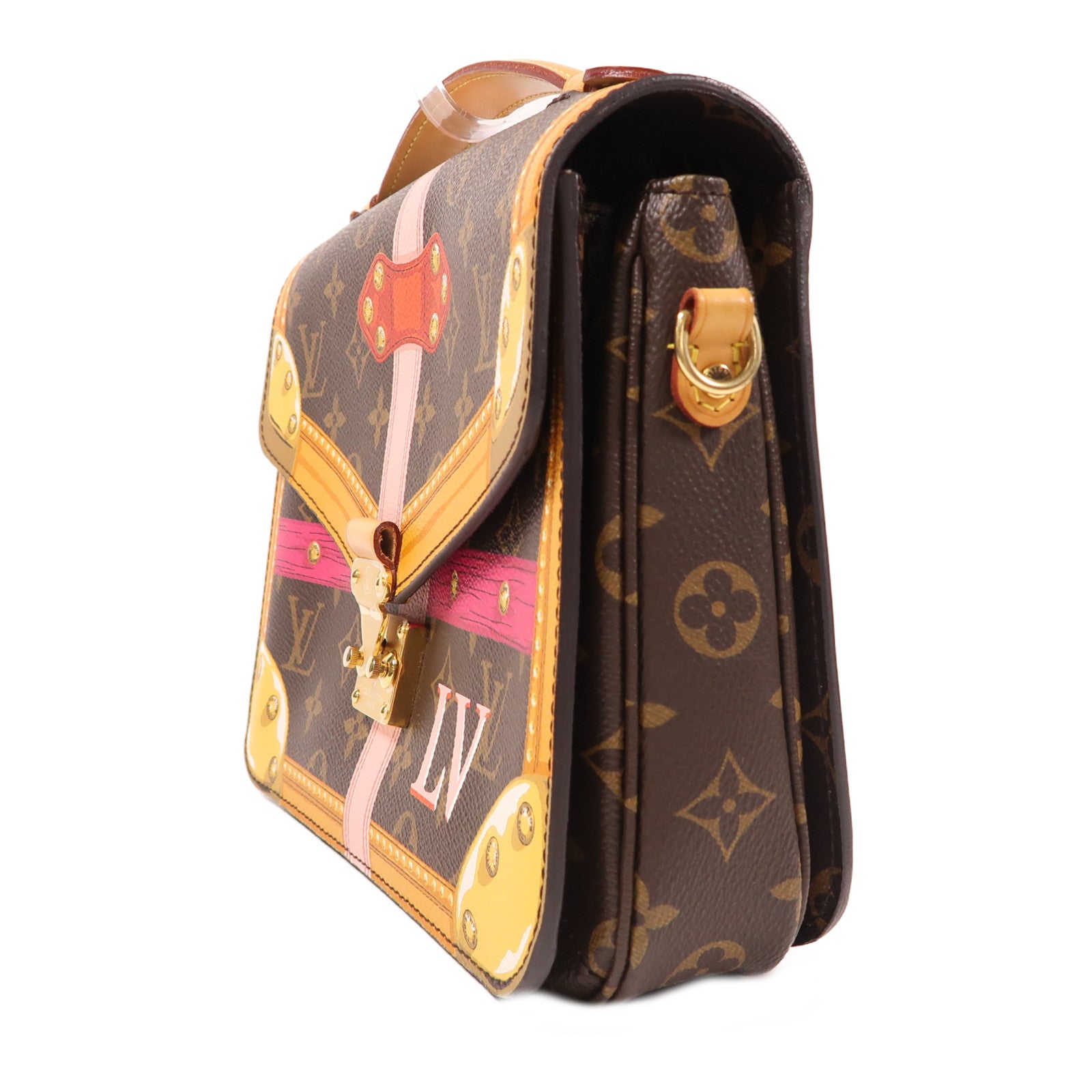 LOUIS VUITTON【激減優惠】 Monogram Summer Trunk Pochette Metis金扣手挽肩背兩用袋棕色/彩色