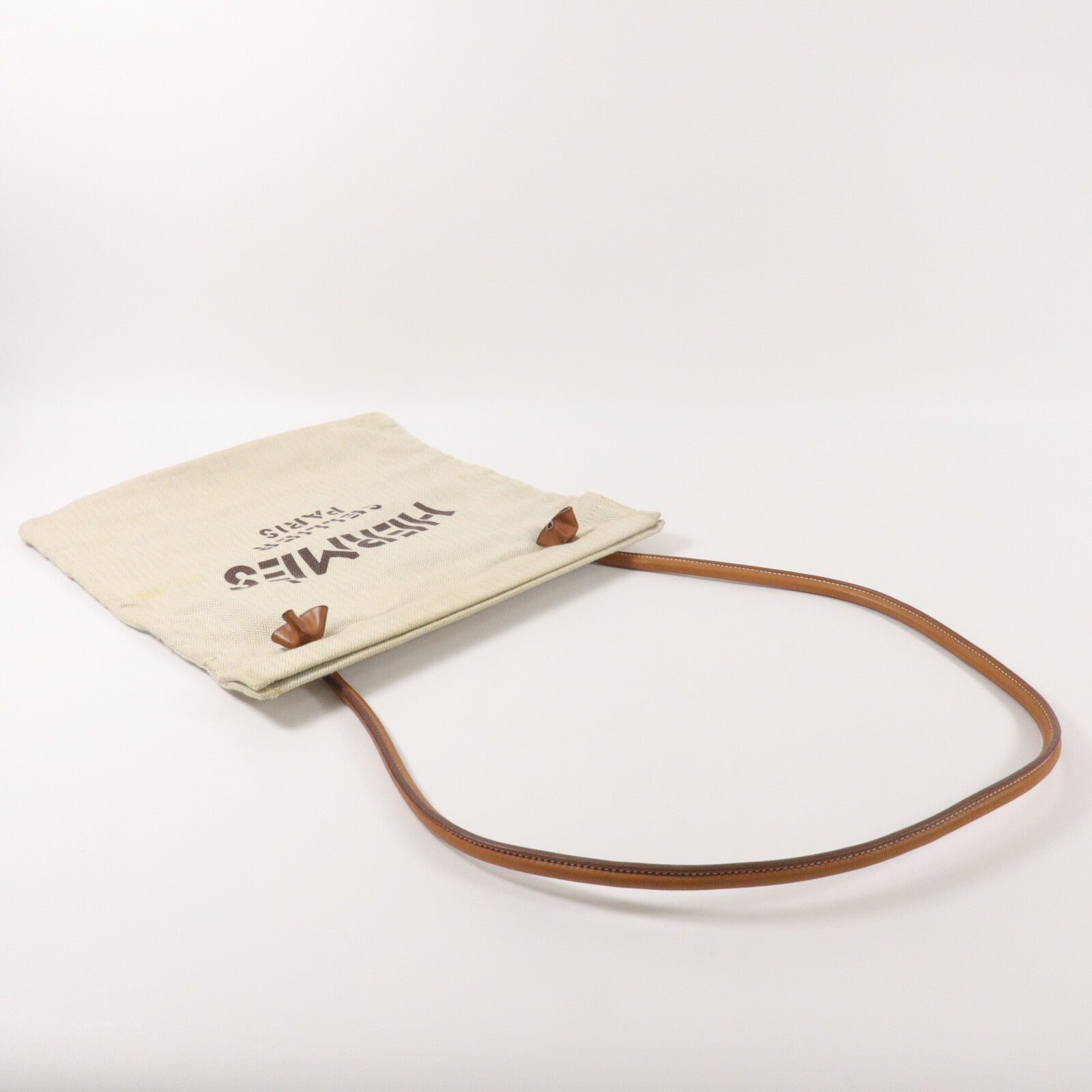 HERMES 帆布/Barenia皮革Aline手挽袋Beige