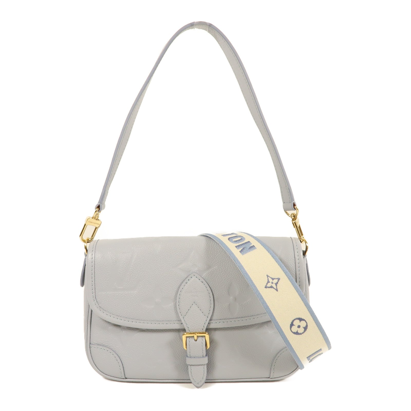 LOUIS VUITTON Monogram Empreinte Diane金扣肩背袋淺藍色