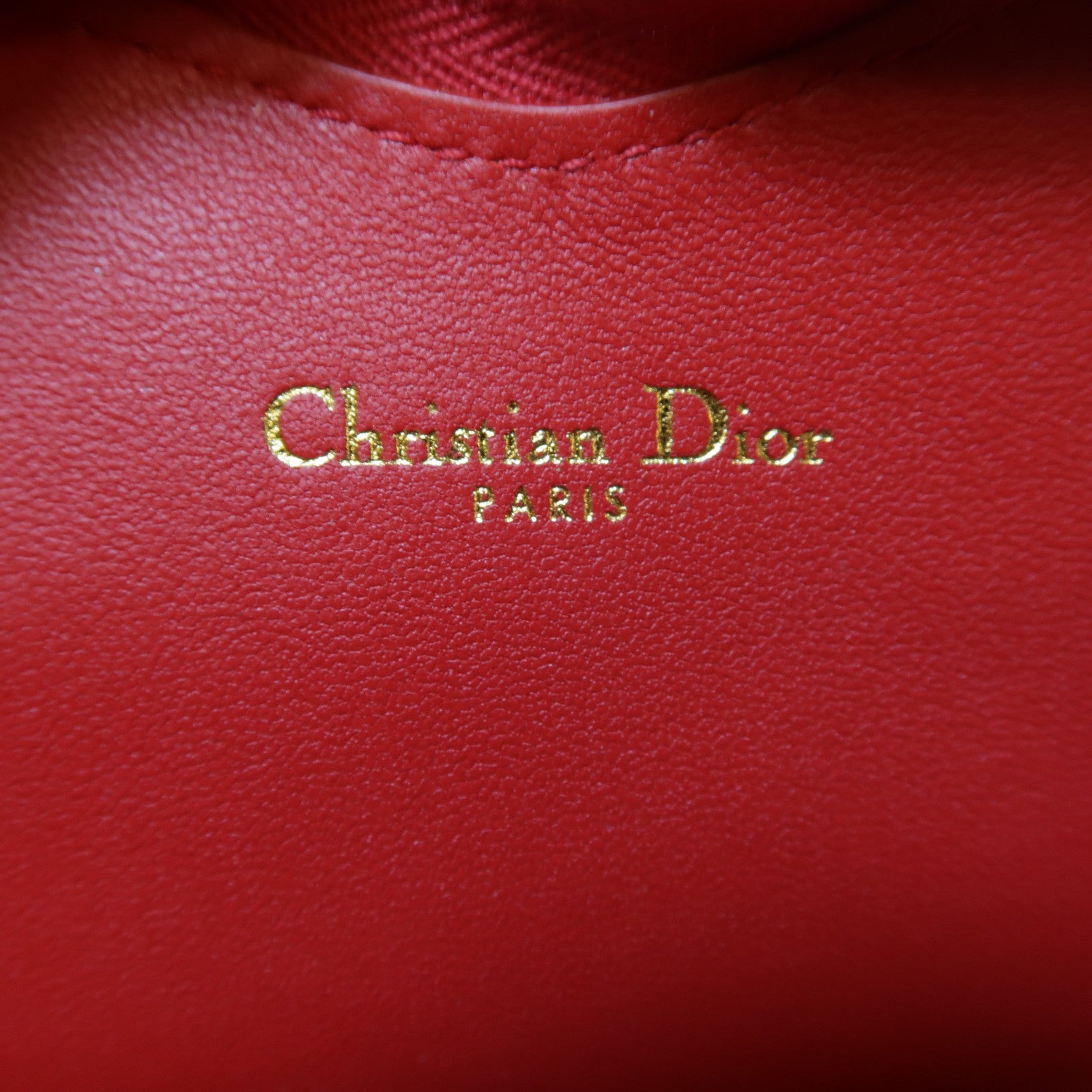Dior 羊皮皮革Caro Heart Pouch With Chain金扣鏈帶肩背袋紅色