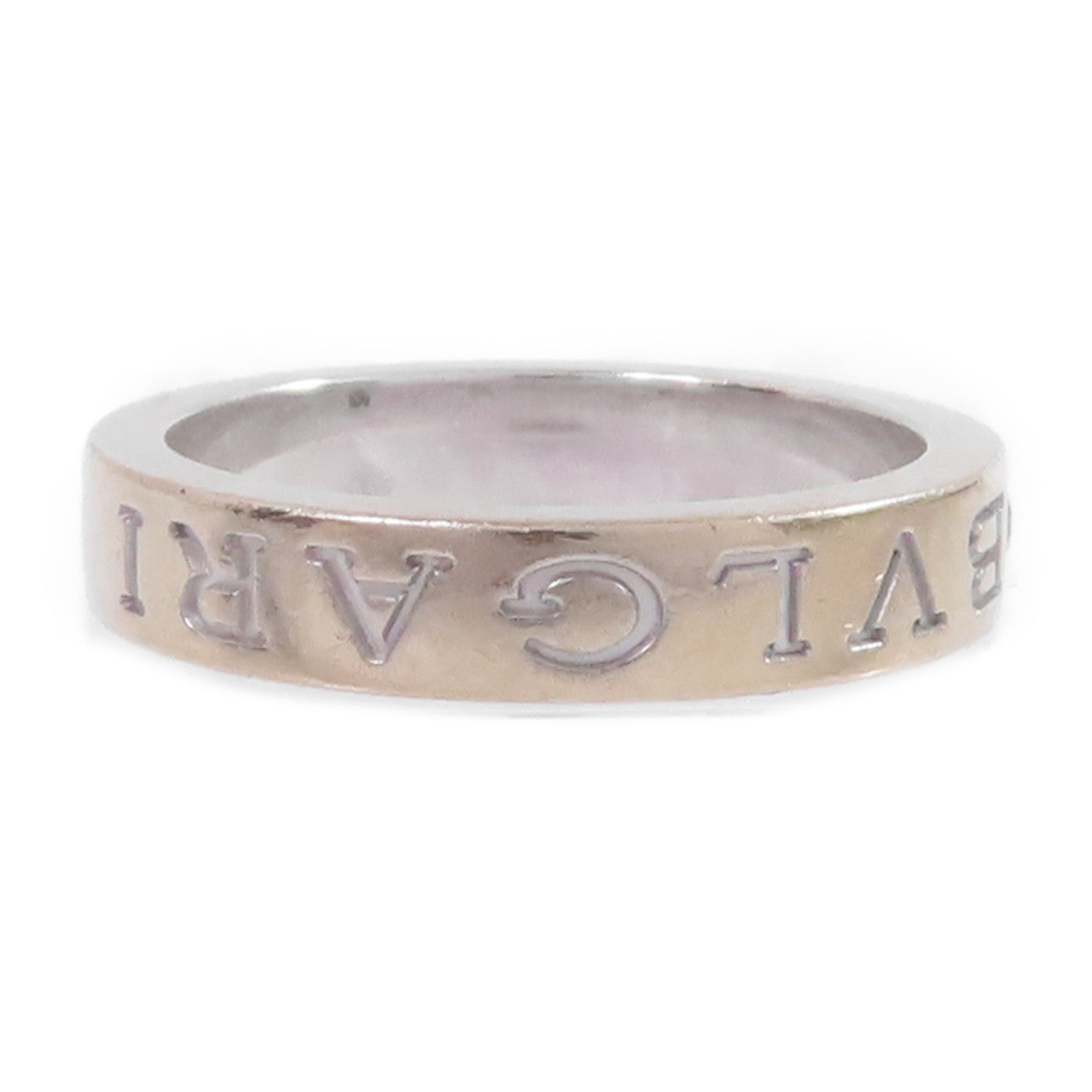 BVLGARI 18K白金/鑽石Double Logo 1p Diamond Ring戒指US#7.25