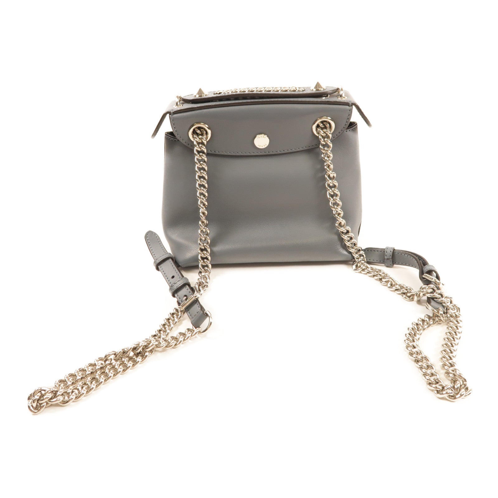 FENDI 牛皮皮革Shoulder Bag銀扣鏈帶背包