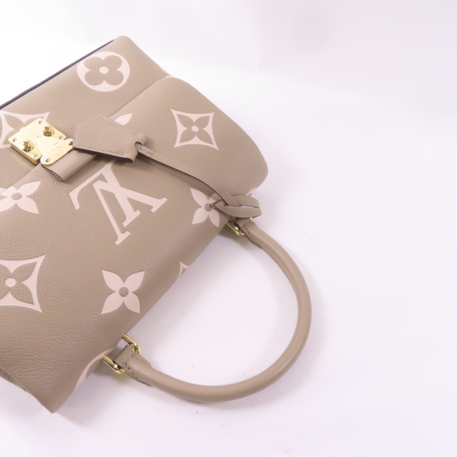 LOUIS VUITTON Monogram Empreinte Madeleine MM金扣手挽肩背兩用袋淺褐色