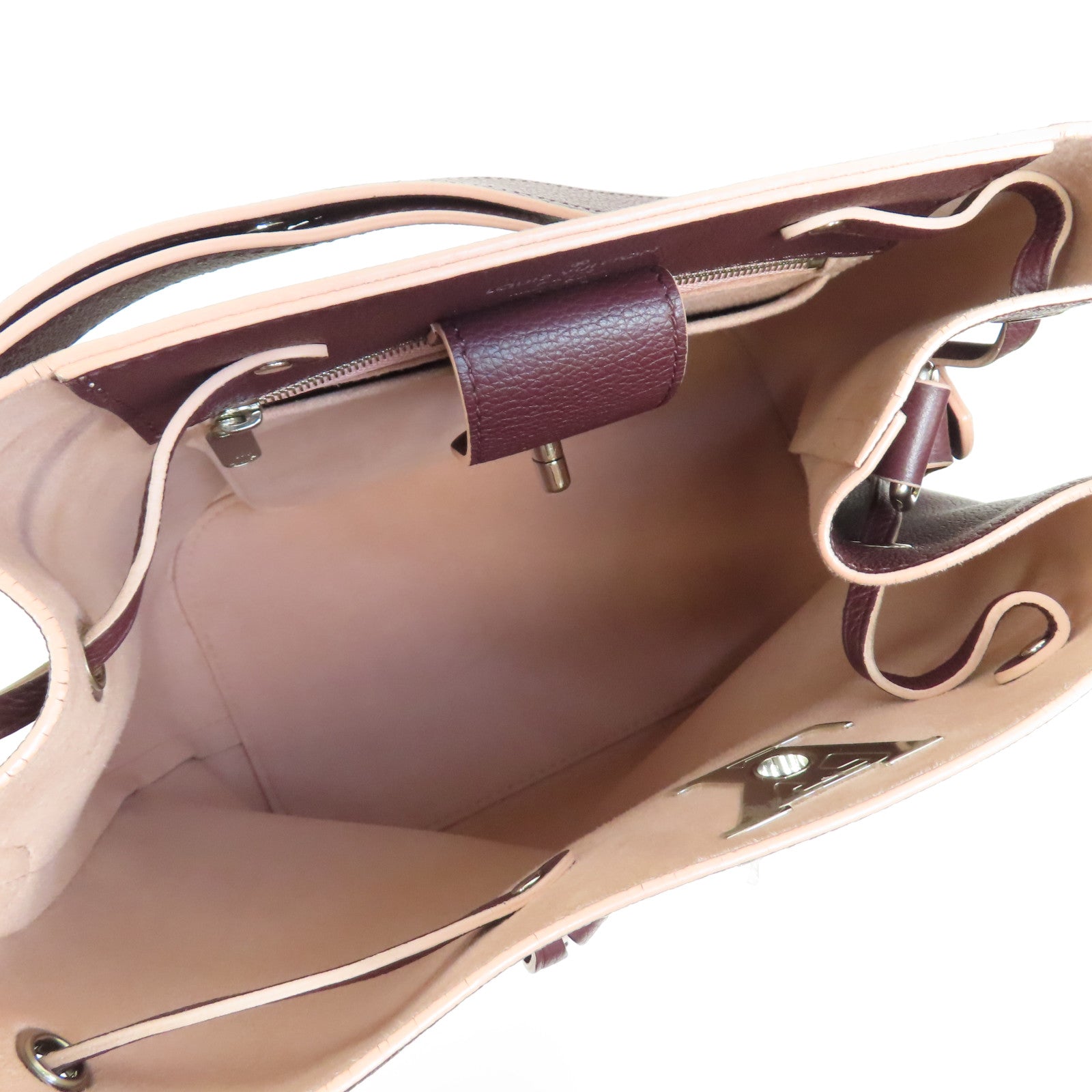 LOUIS VUITTON 【激減優惠】牛皮皮革Lockme Bucket銀扣肩背袋紫色
