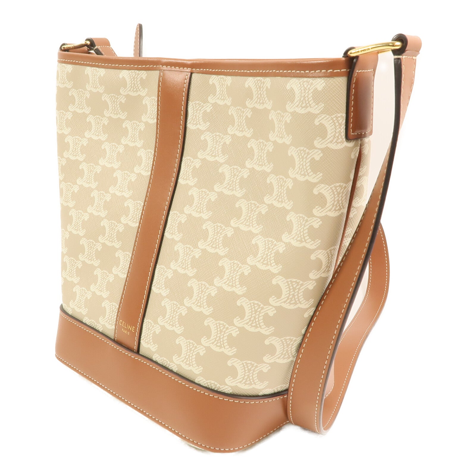CELINE 塗層帆布Small Bucket金扣肩背袋
