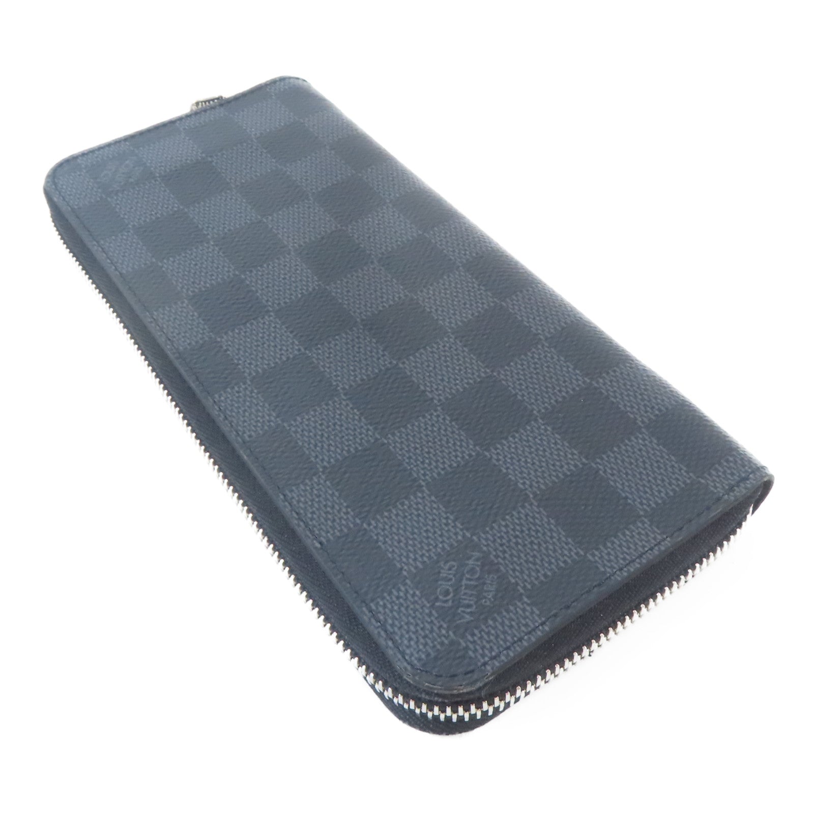 LOUIS VUITTON Damier Graphite Zippy Wallet Vertical銀扣長錢包黑色