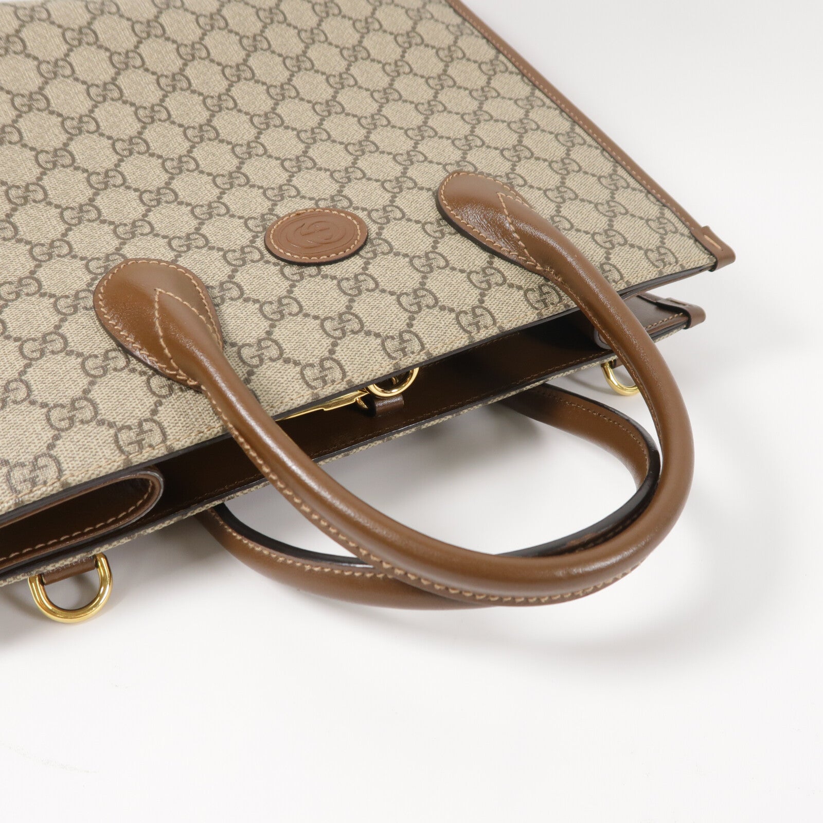 GUCCI 塗層帆布GG Retro Tote金扣手挽肩背兩用袋