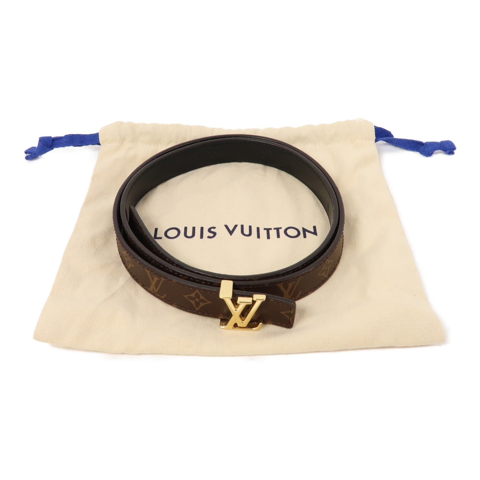 LOUIS VUITTON Monogram Belt 80cm金扣皮帶啡色