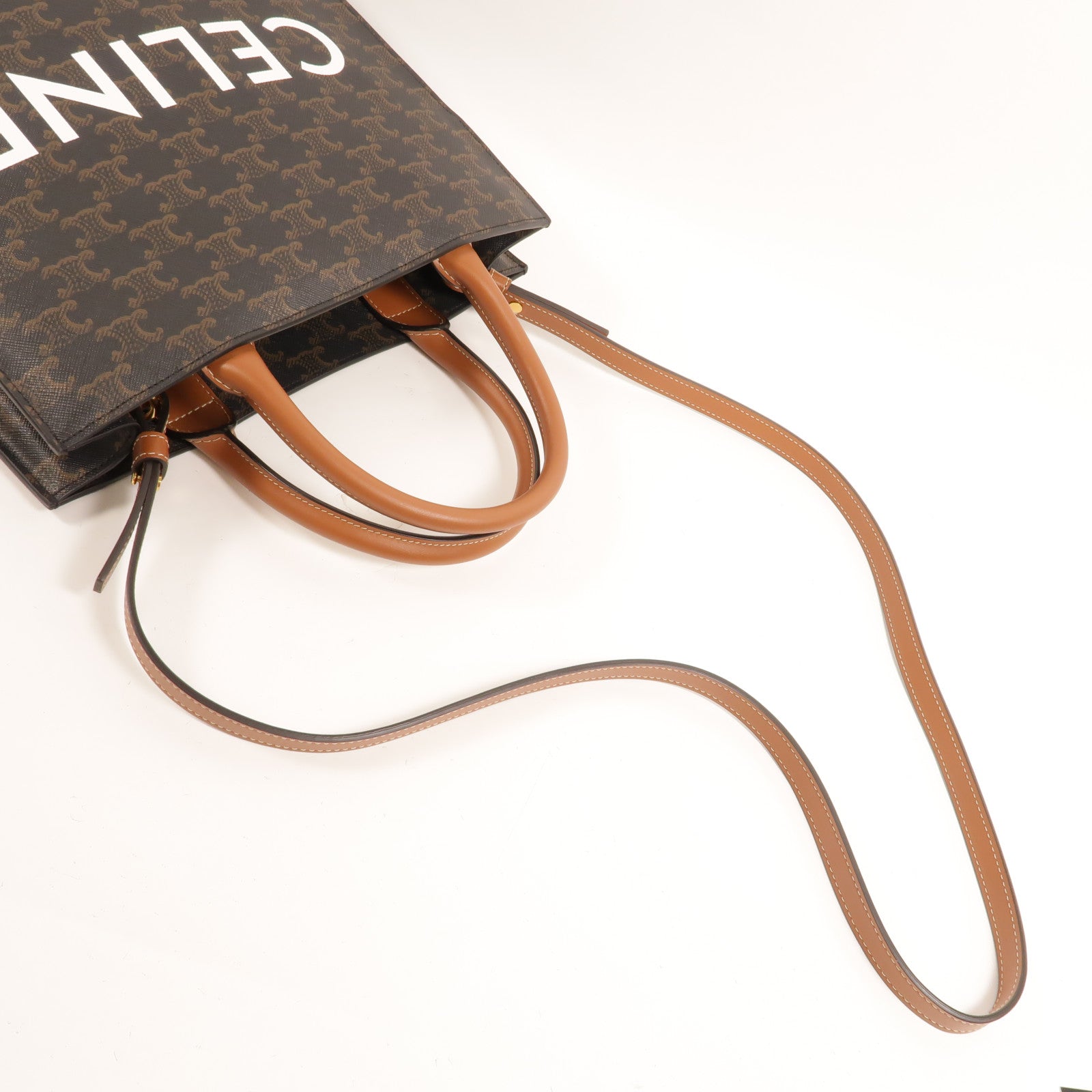 CELINE 塗層帆布Triomphe Cabas Tote Bag手挽肩背兩用袋