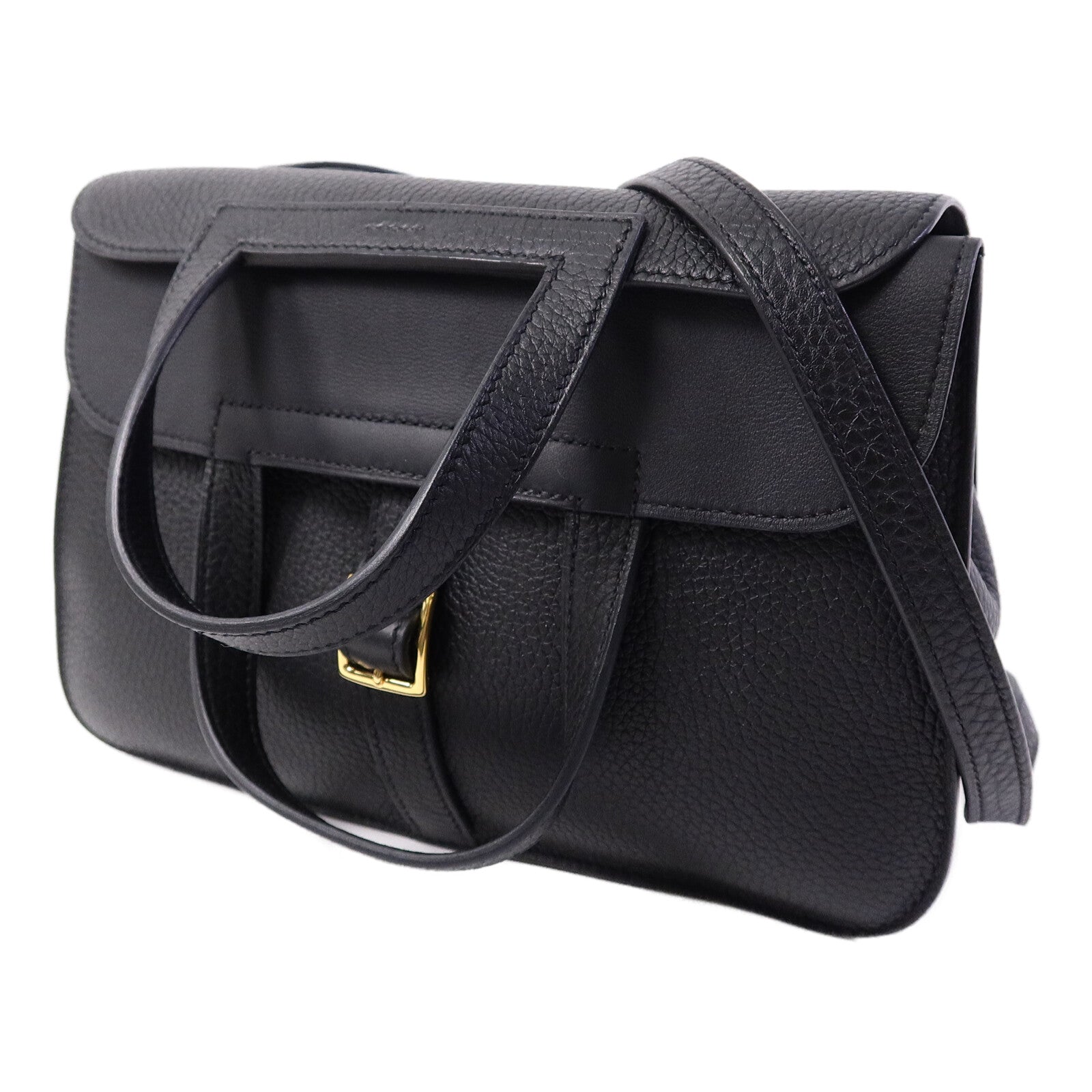 HERMES Clemence皮革Halzan 25手挽肩背兩用袋Noir