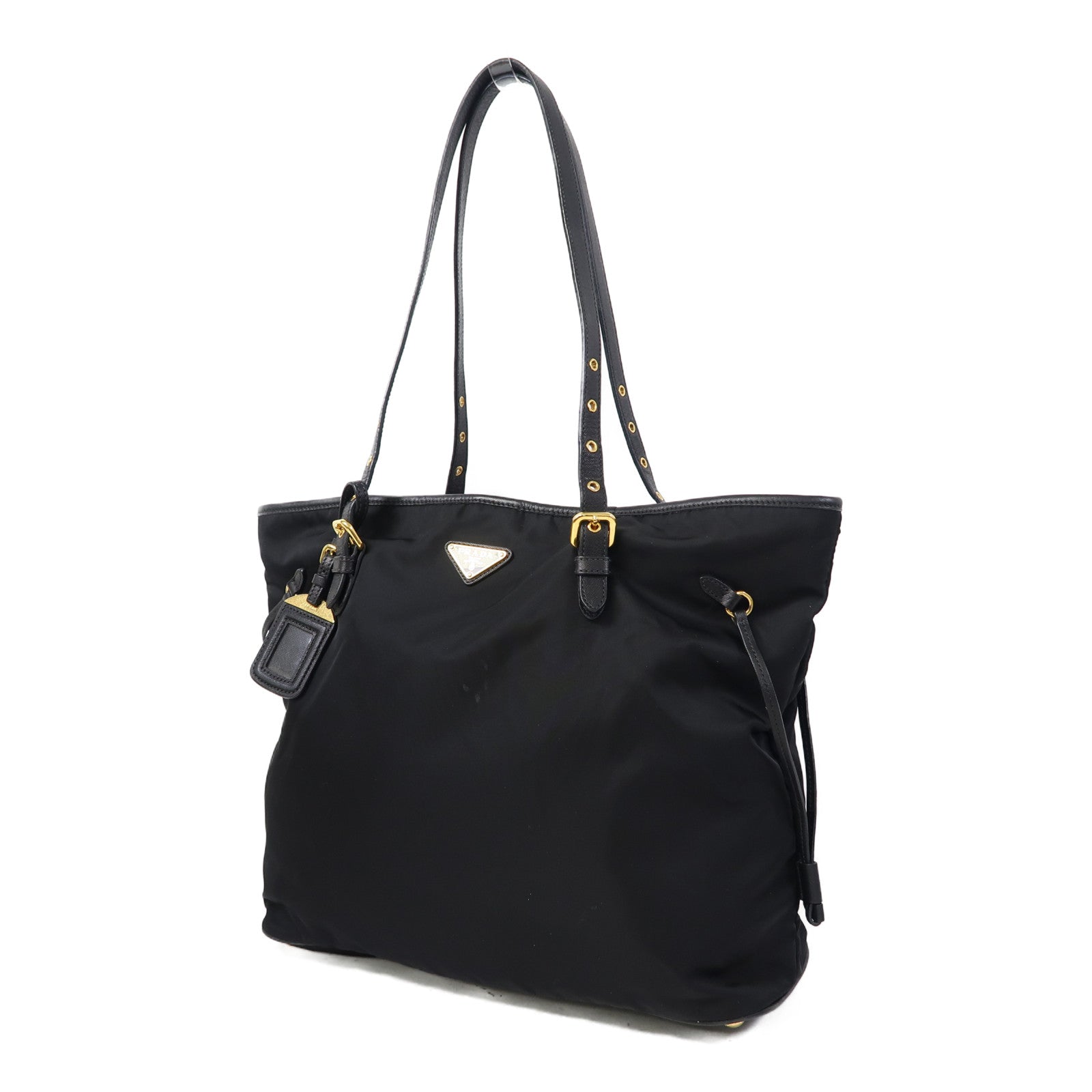 PRADA 尼龍Tote Bag金扣肩背袋黑色