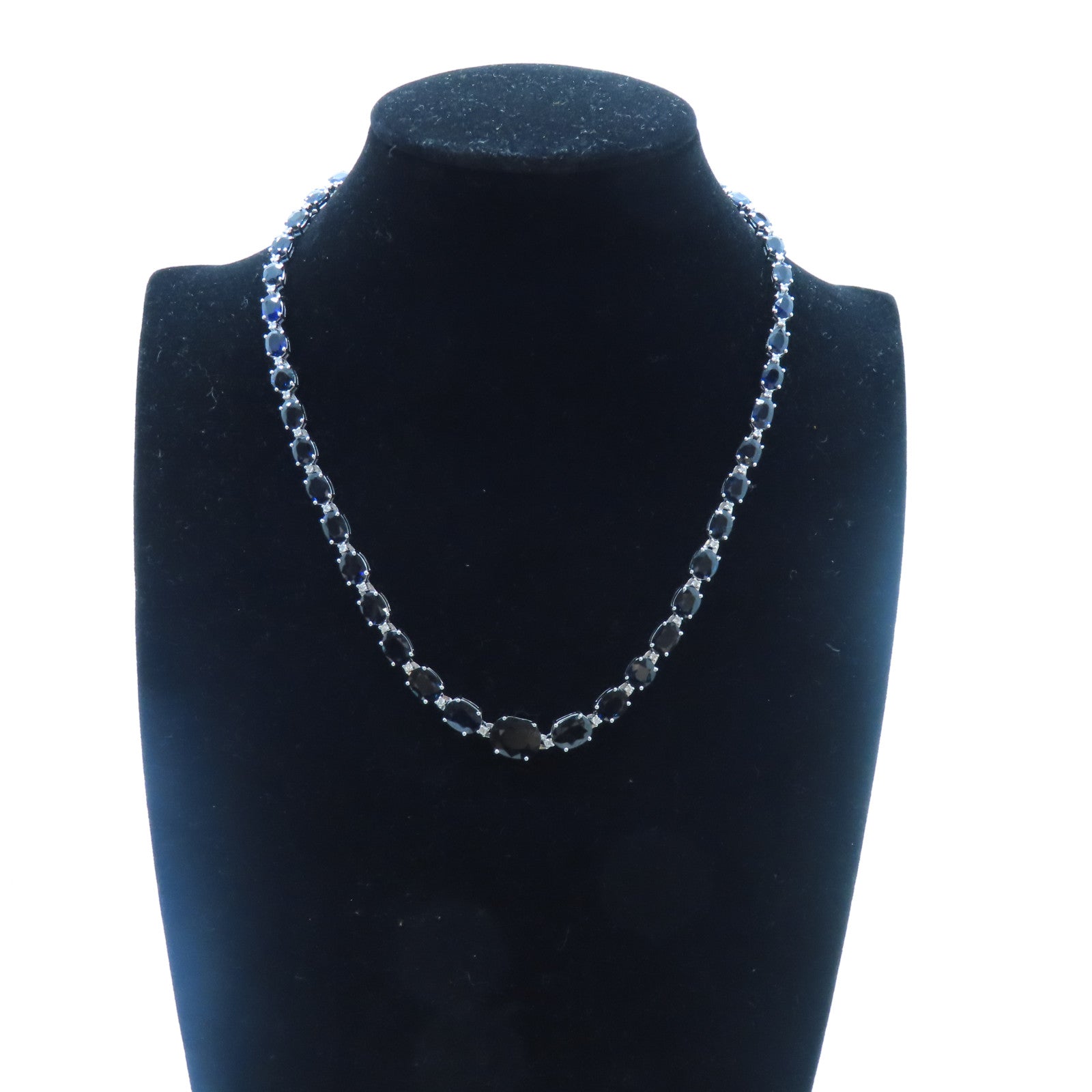 JEWELRY 18K白金Sapphire Diamond Necklace 45.15ct藍寶石/0.84ct鑚石項鍊