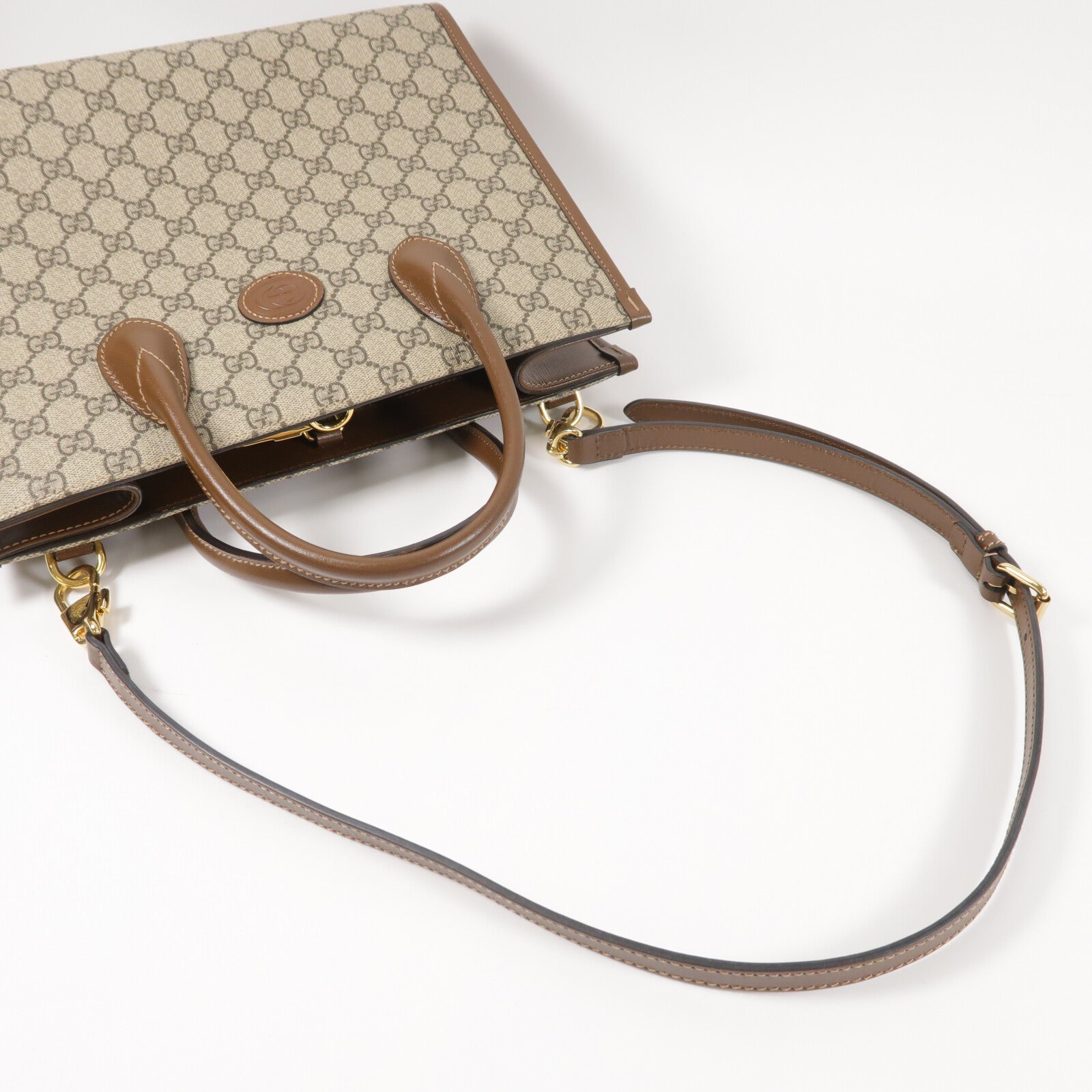 GUCCI 塗層帆布GG Retro Tote金扣手挽肩背兩用袋