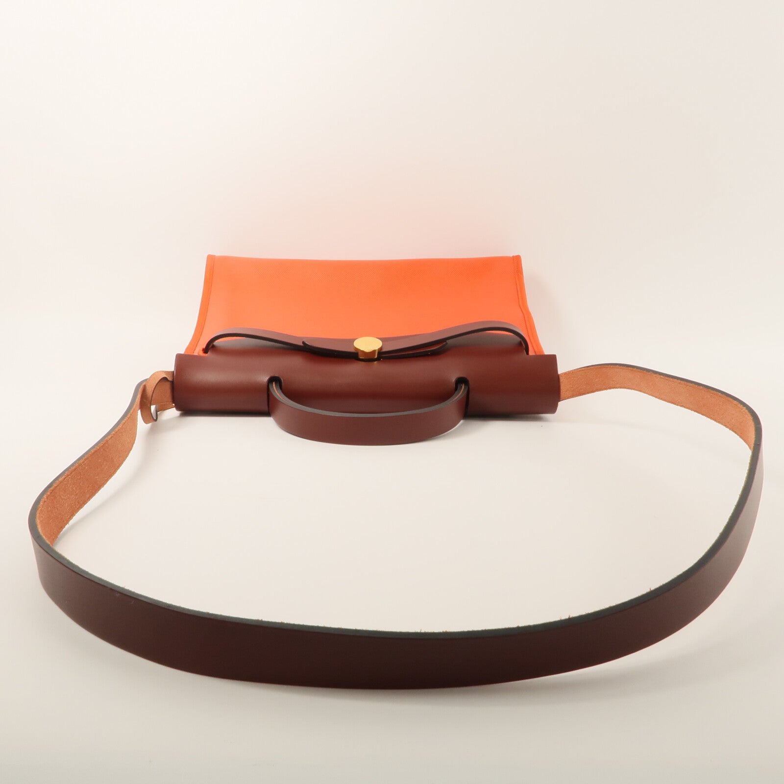 HERMES 帆布Herbag PM手挽肩背兩用袋Orange Mecano/Rough H