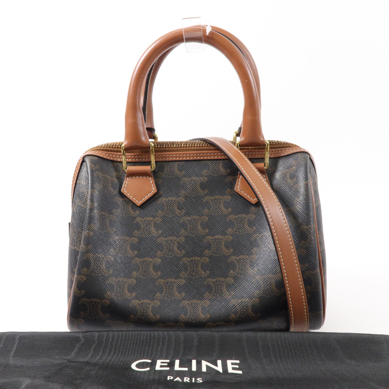 CELINE 塗層帆布Mini Boston In Triomphe手挽肩背兩用袋