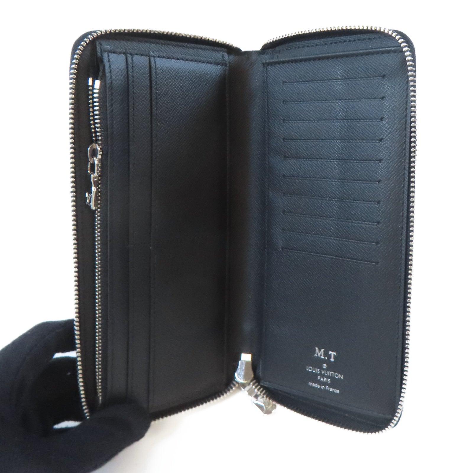 LOUIS VUITTON Damier Graphite Zippy Wallet Vertical銀扣長錢包黑色