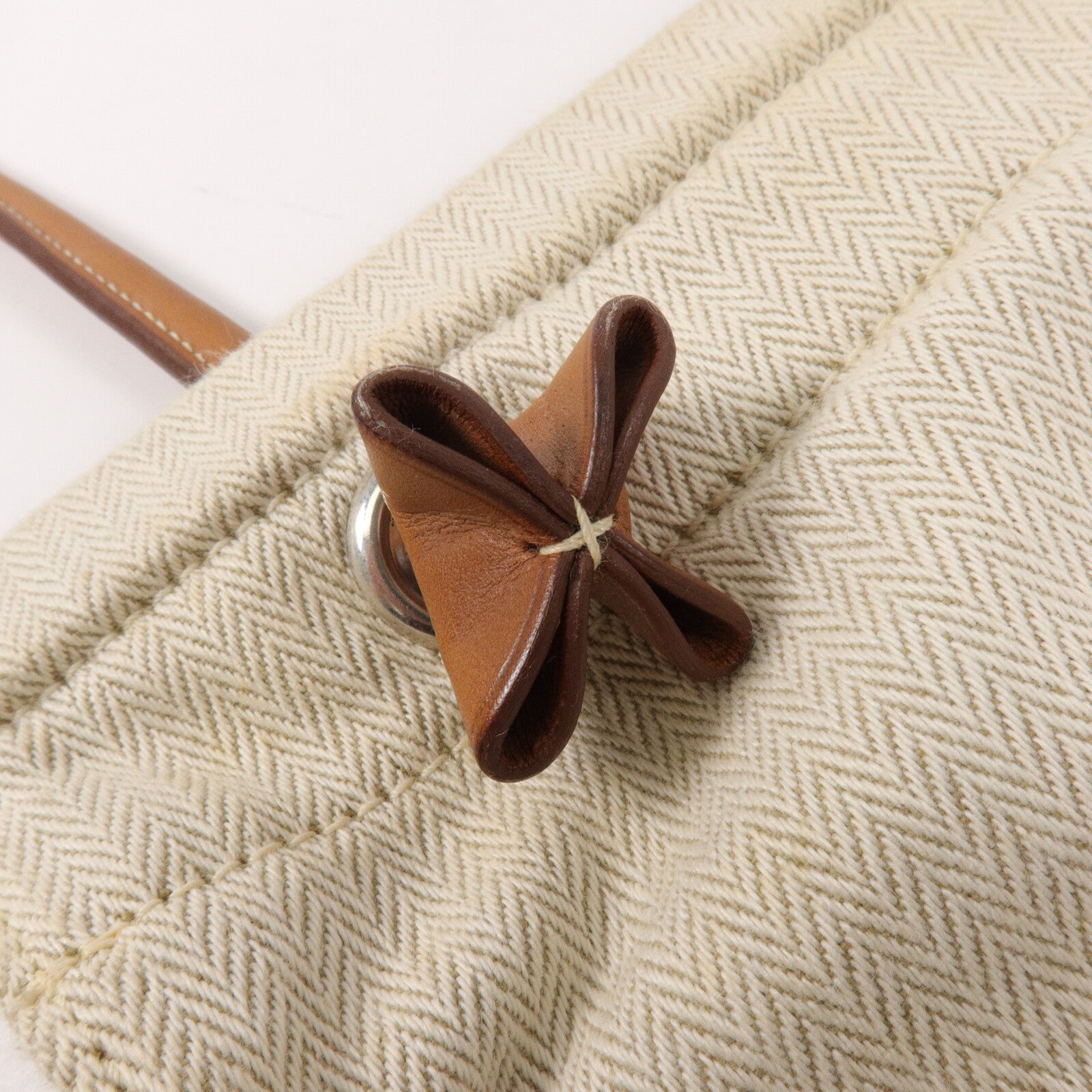 HERMES 帆布/Barenia皮革Aline手挽袋Beige