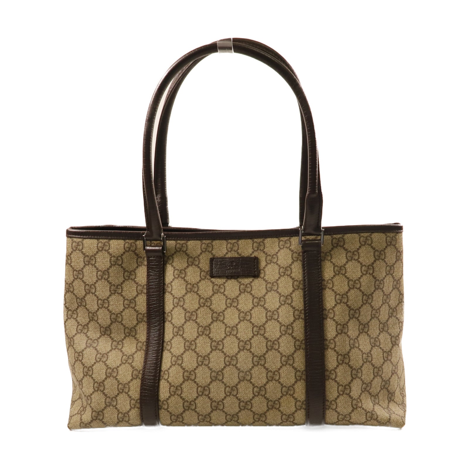 GUCCI 塗層帆布GG Plus Tote Bag銀扣手挽袋米色
