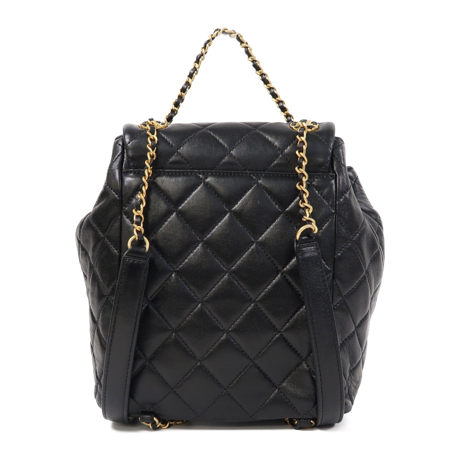 CHANEL 【激減優惠】菱格牛皮皮革Backpack金扣背包黑色