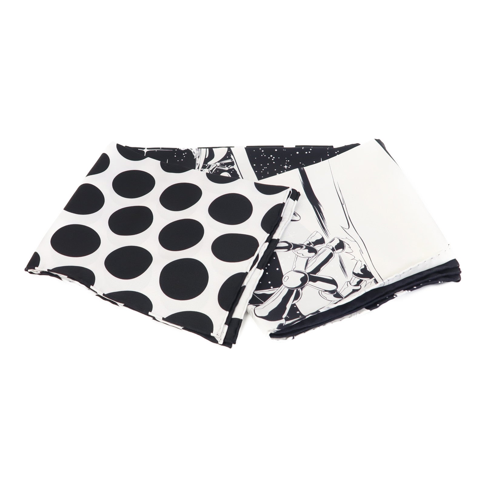 HERMES 絲質Scarf絲巾黑色/白色