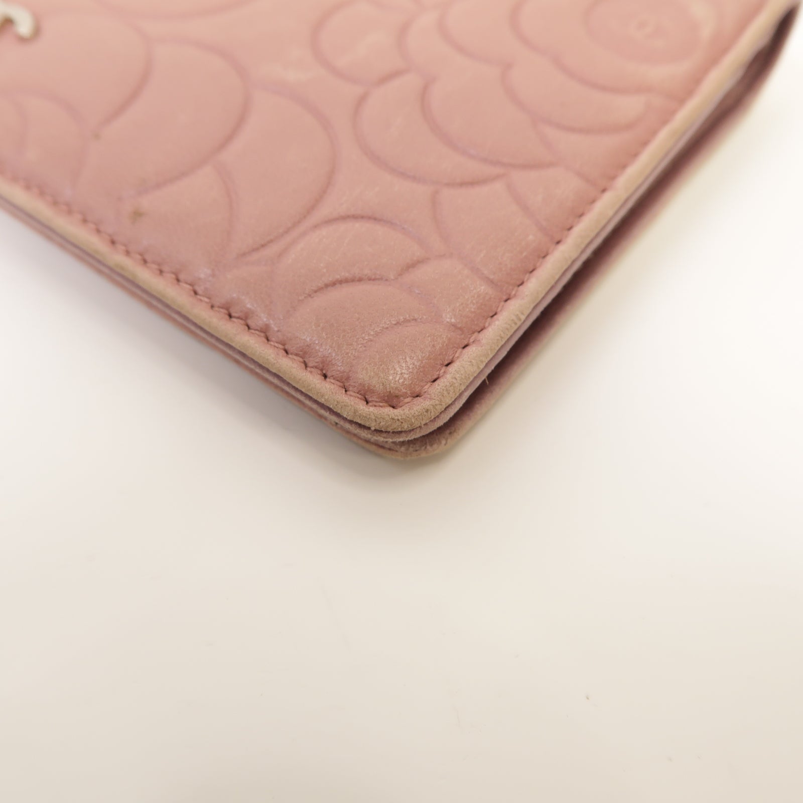 CHANEL 【激減優惠】羊皮皮革Long Wallet銀扣長錢包粉紅色