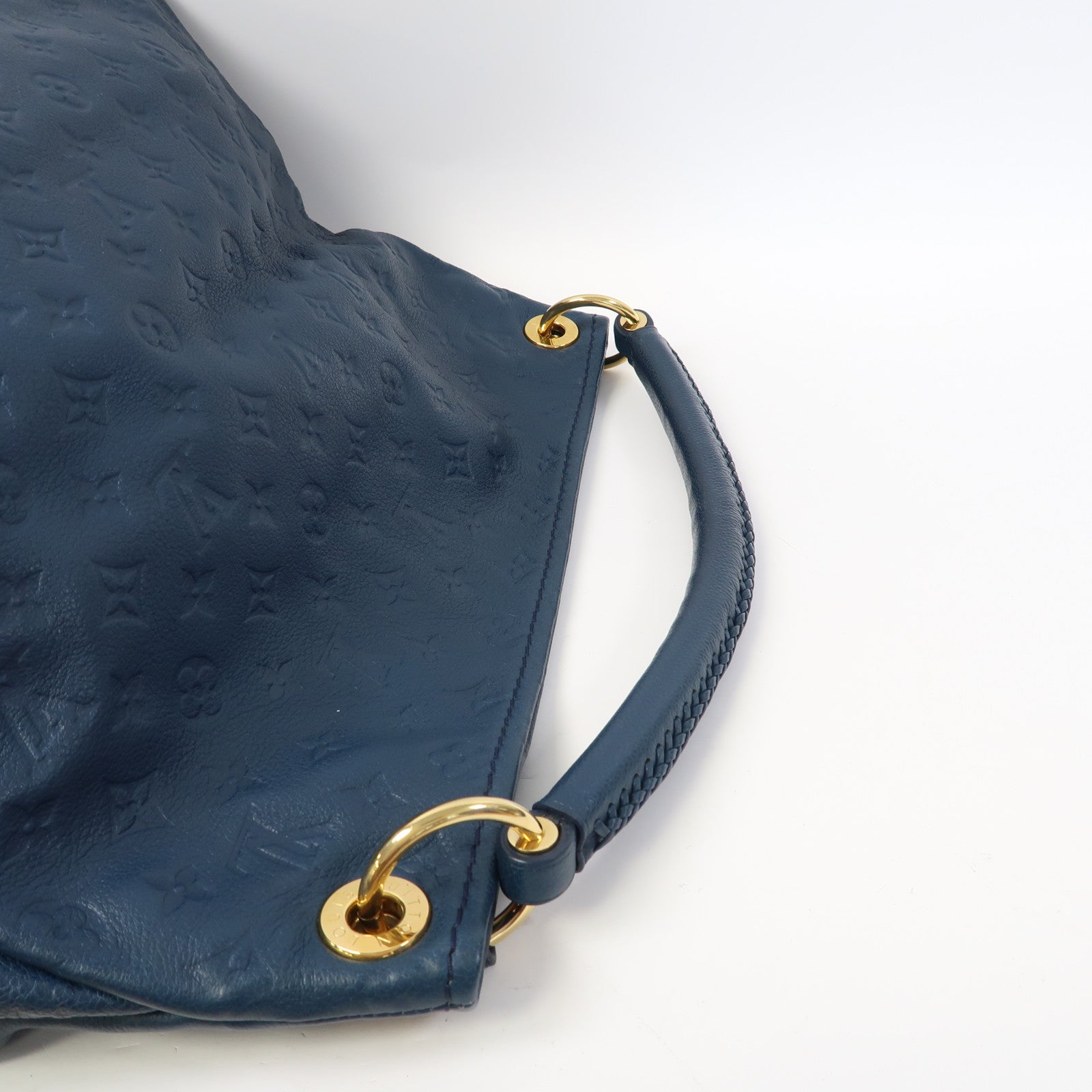 LOUIS VUITTON Monogram Empreinte Artsy MM金扣手挽袋藍色