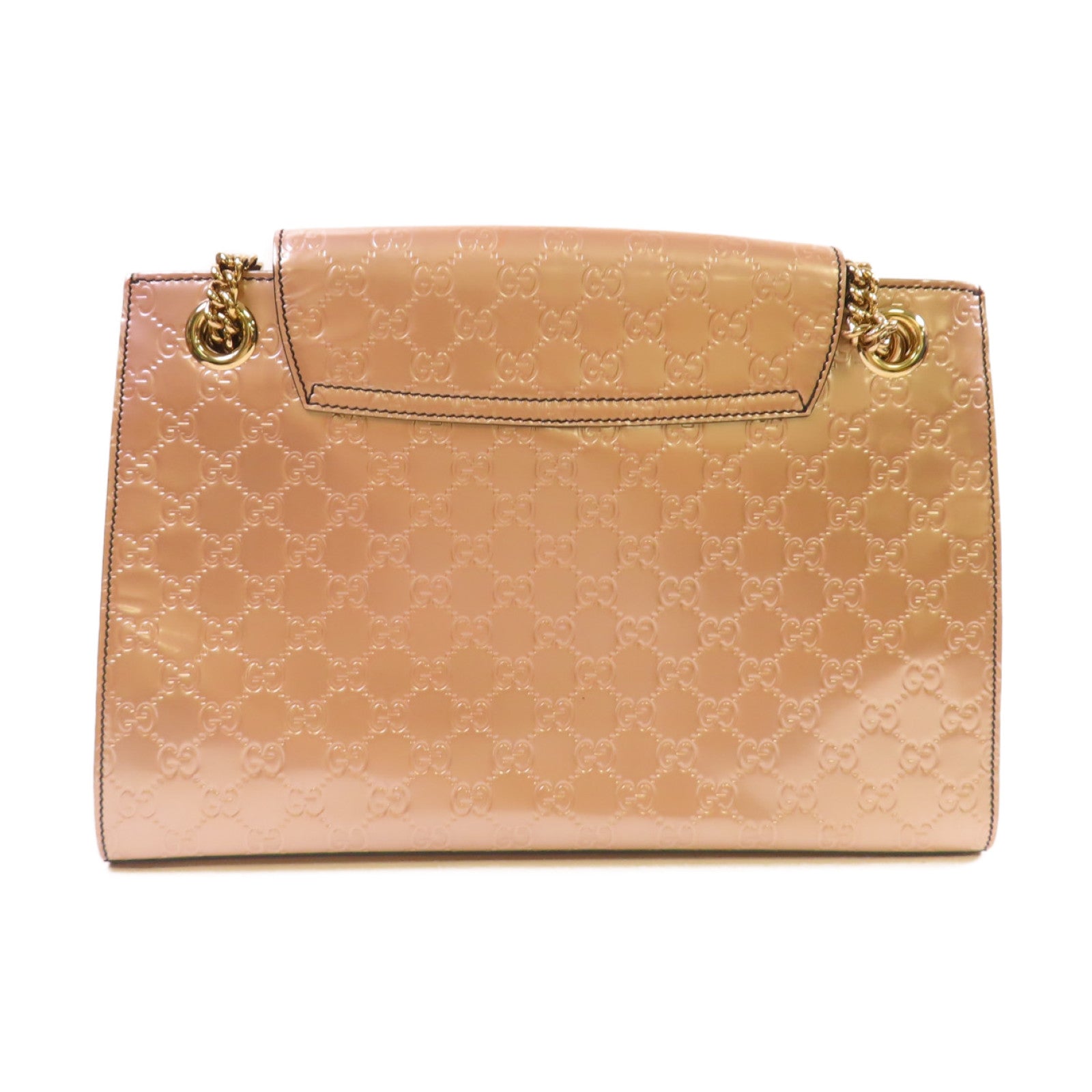 GUCCI 【激減優惠】漆皮皮革Guccissima Emily Chain Shoulder Bag金扣鏈帶肩背袋閃亮粉紅色