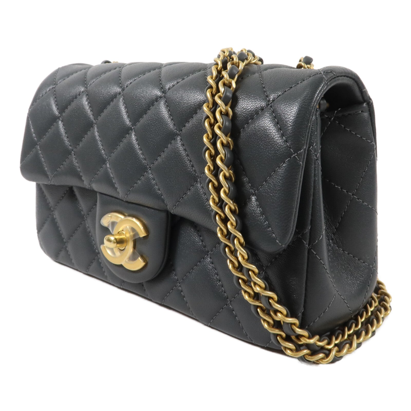 CHANEL 羊皮皮革Mini Flap Bag鏈帶肩背袋
