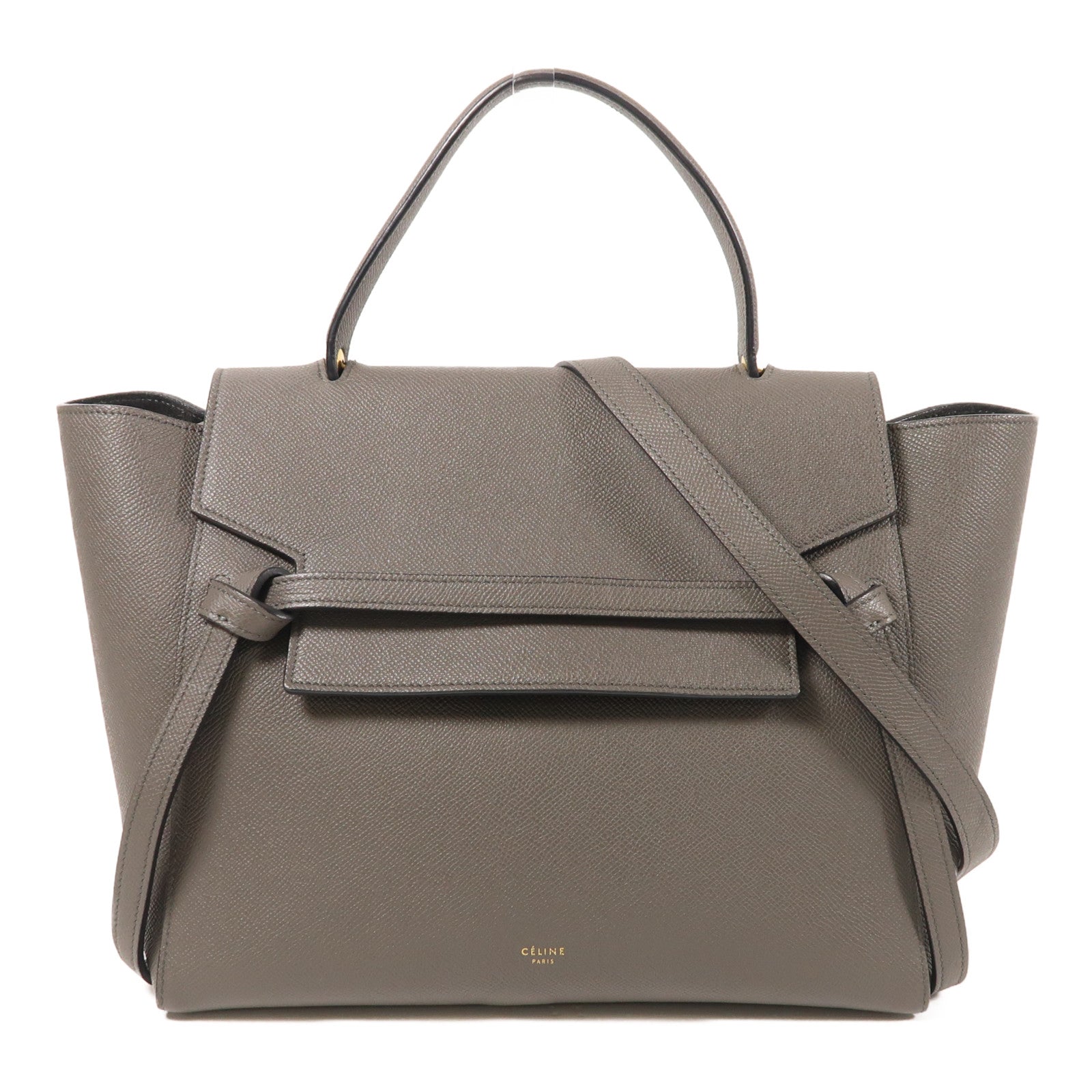 CELINE GHW Belt Bag 2 Way Shoulder Bag Handbag FAT1221 Calfskin Leather Gray