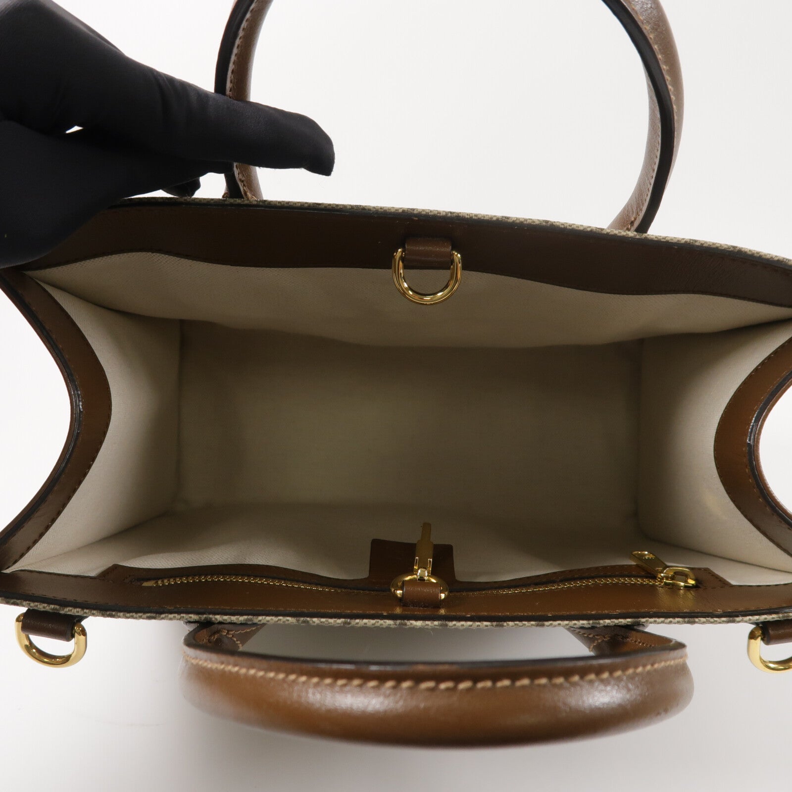 GUCCI 塗層帆布GG Retro Tote金扣手挽肩背兩用袋