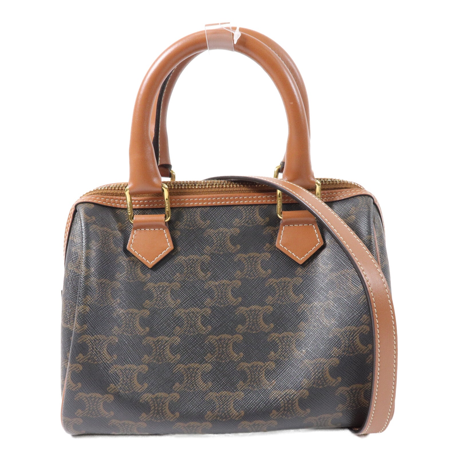 CELINE 塗層帆布Mini Boston In Triomphe手挽肩背兩用袋