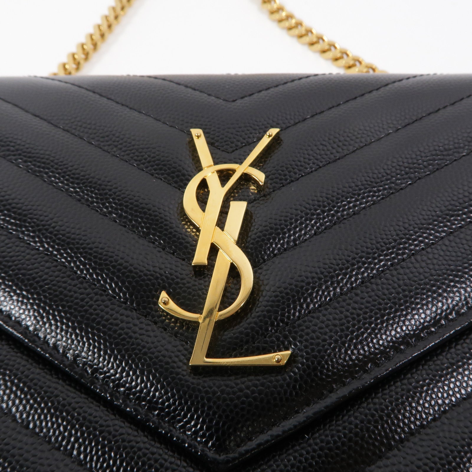SAINT LAURENT 牛皮皮革Cassandre Envelope鏈帶肩背袋