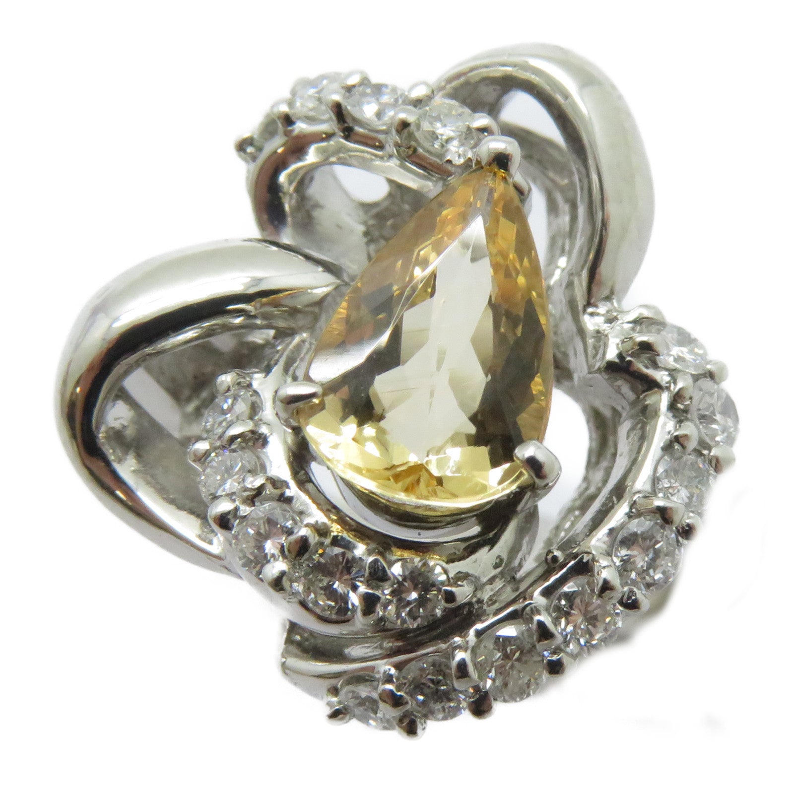 JEWELRY 【激減優惠】PT900鉑金Imperial Topaz Ring 1.29ct拓帕石/0.41ct鑽石戒指US#5.5