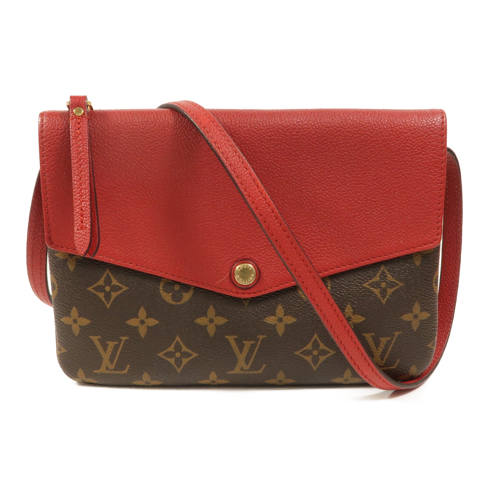LOUIS VUITTON Monogram/牛皮皮革Twice肩背袋
