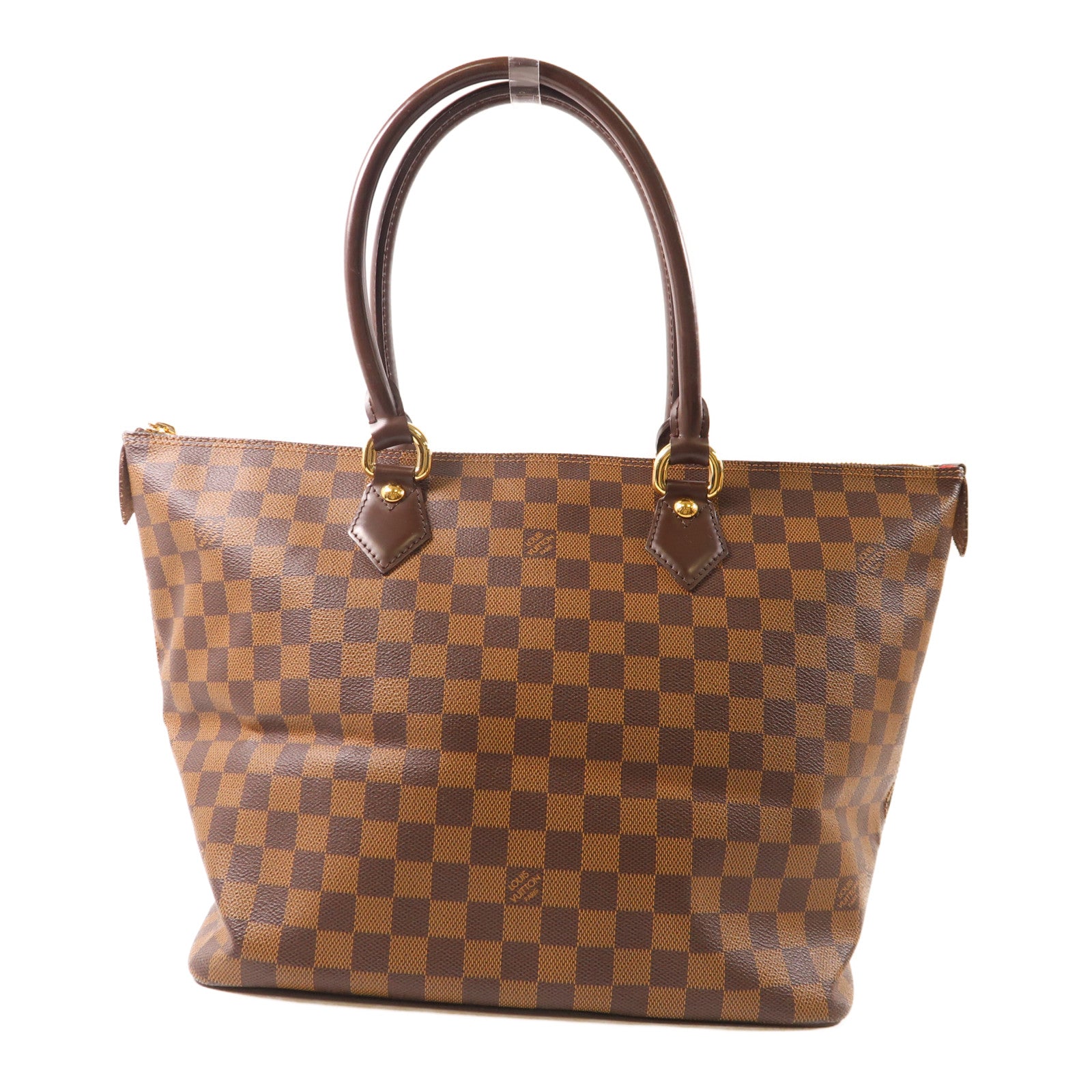 LOUIS VUITTON Damier Saleya MM金扣肩背袋/手挽袋棕色