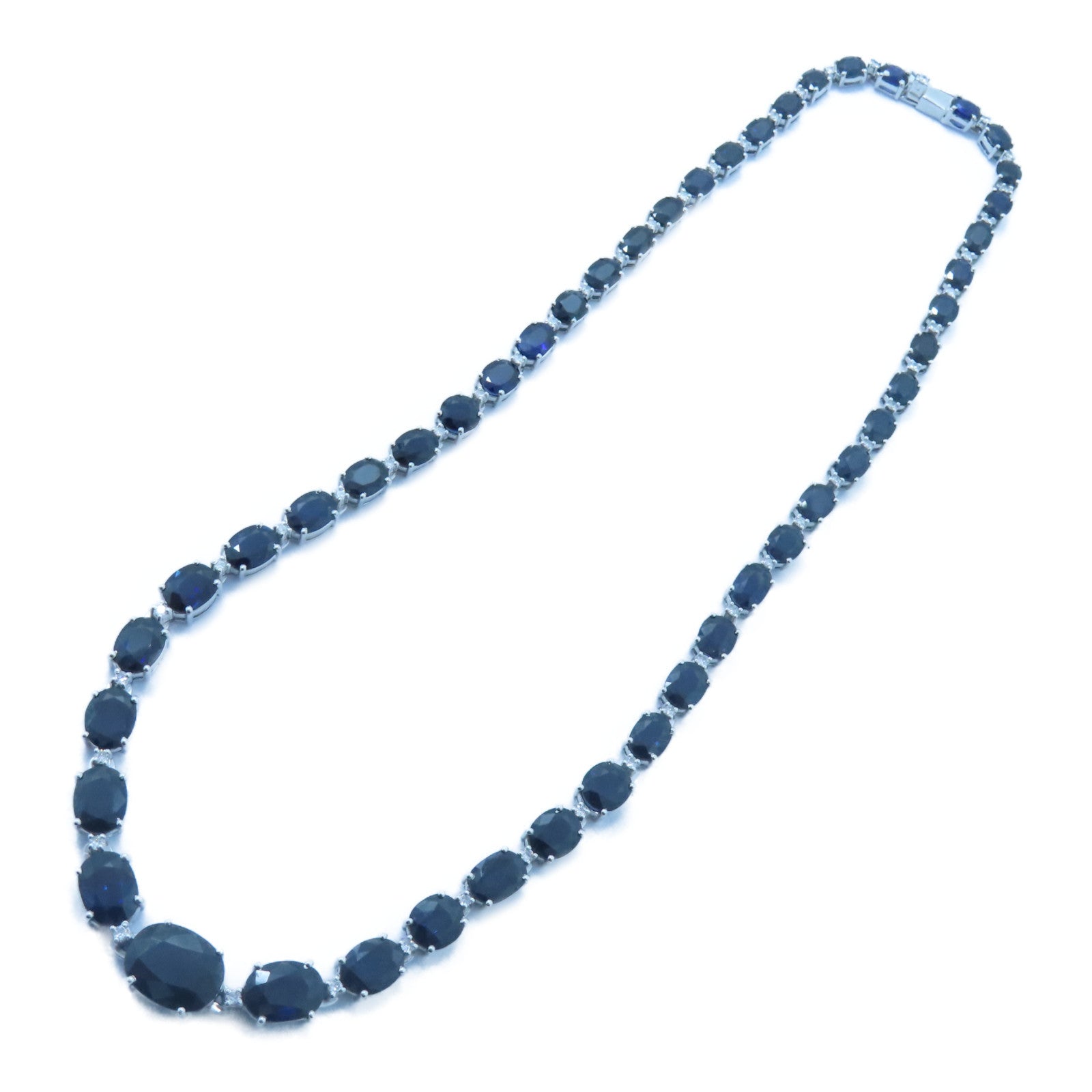 JEWELRY 18K白金Sapphire Diamond Necklace 45.15ct藍寶石/0.84ct鑚石項鍊