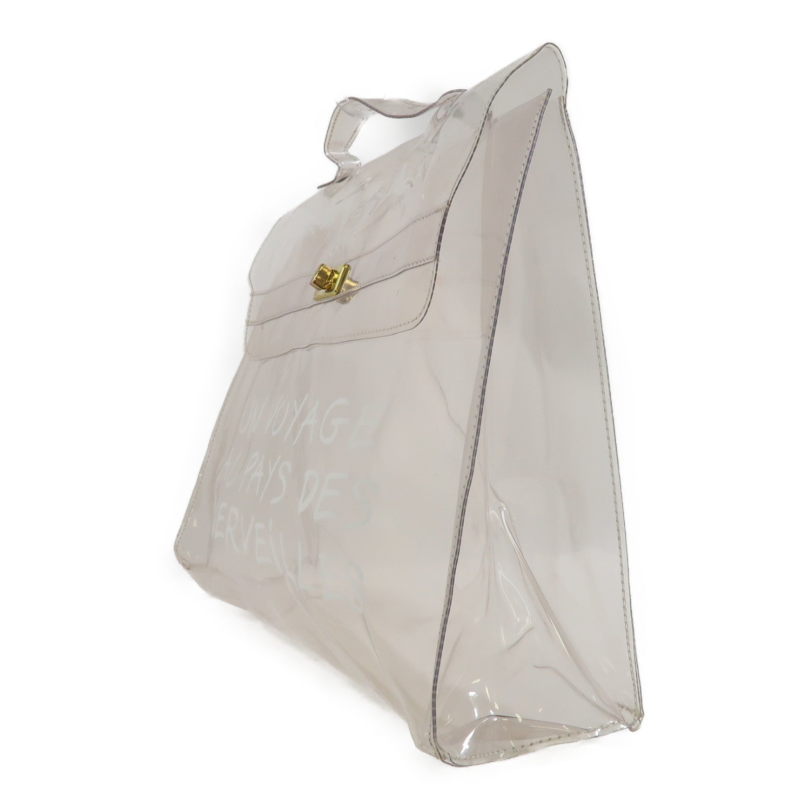 HERMES PVC Vinyl Kelly金扣手挽袋透明