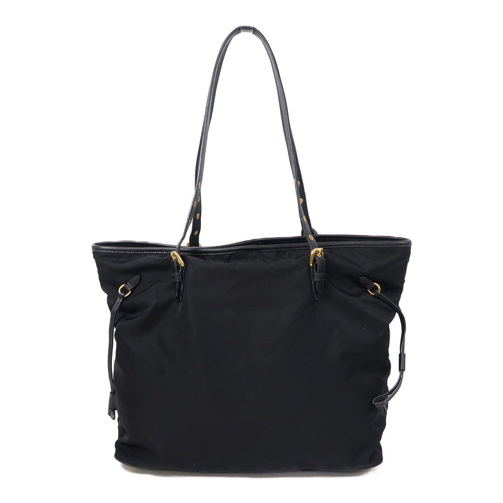 PRADA 尼龍Tote Bag金扣肩背袋黑色