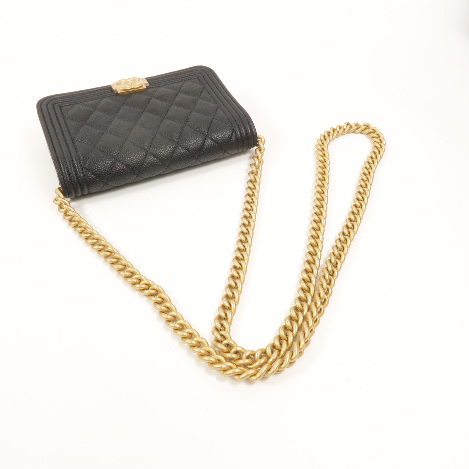 CHANEL 牛皮皮革Mini Boy鏈帶肩背袋